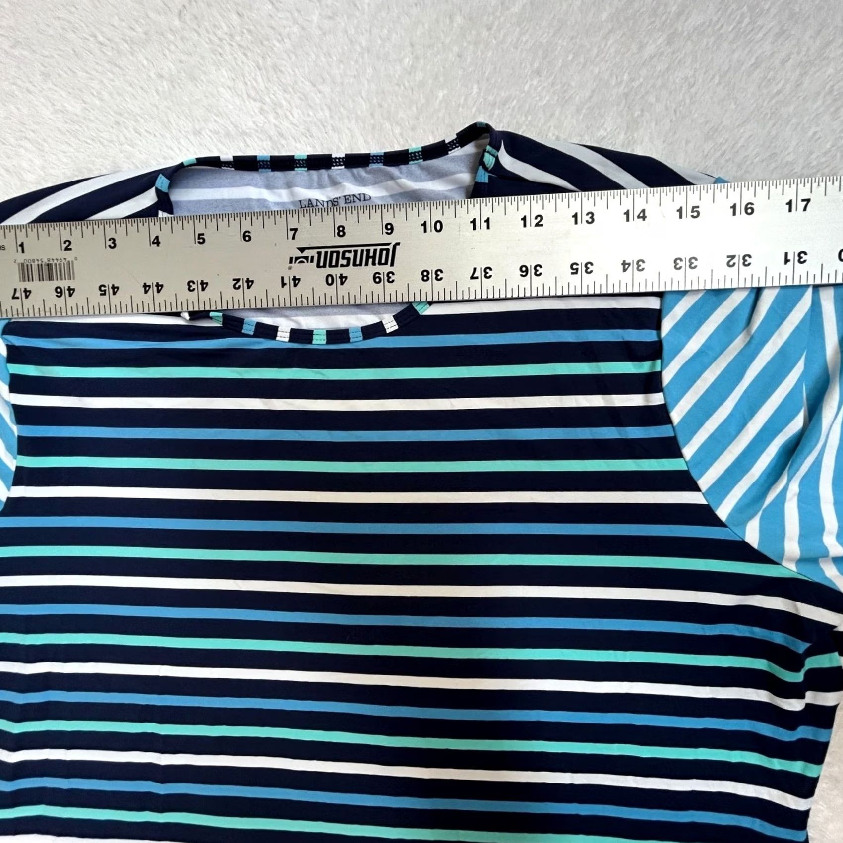 Lands' End Lands' End Womens Striped Long-Sleeve Rash Guard Swim Shirt Large Blue 14-16 Ultra-Comfort Nylon Spandex Size L / US 10 / IT 46 - 5 Thumbnail