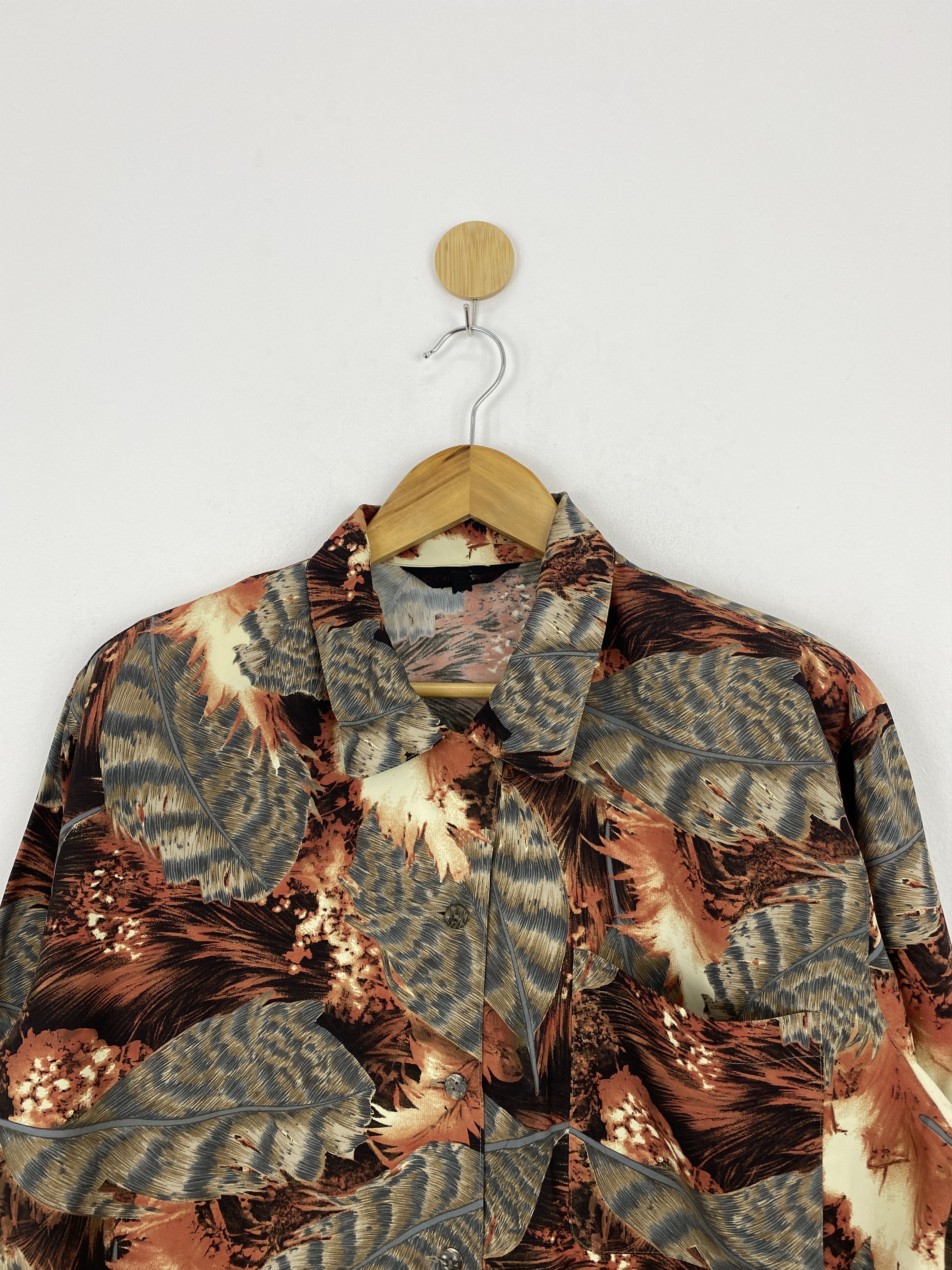 Japanese Brand × Vintage Vintage Full Printed Leaves Design Silk Shirt J1851 Size US L / EU 52-54 / 3 - 2 Thumbnail