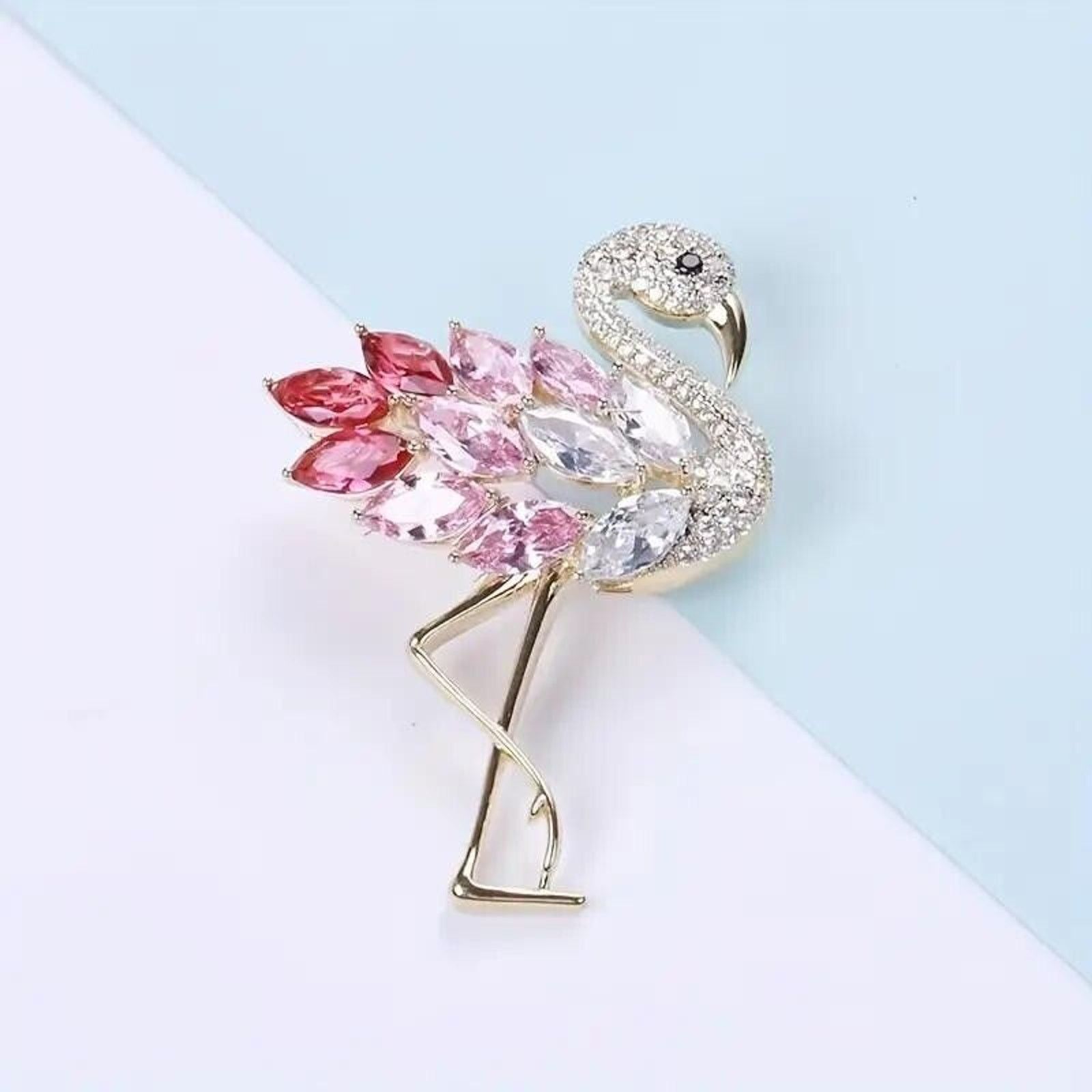 Other Flamingo Brooch Pin • Red • Pink • Clear • Rhinestones Size ONE SIZE - 5 Thumbnail