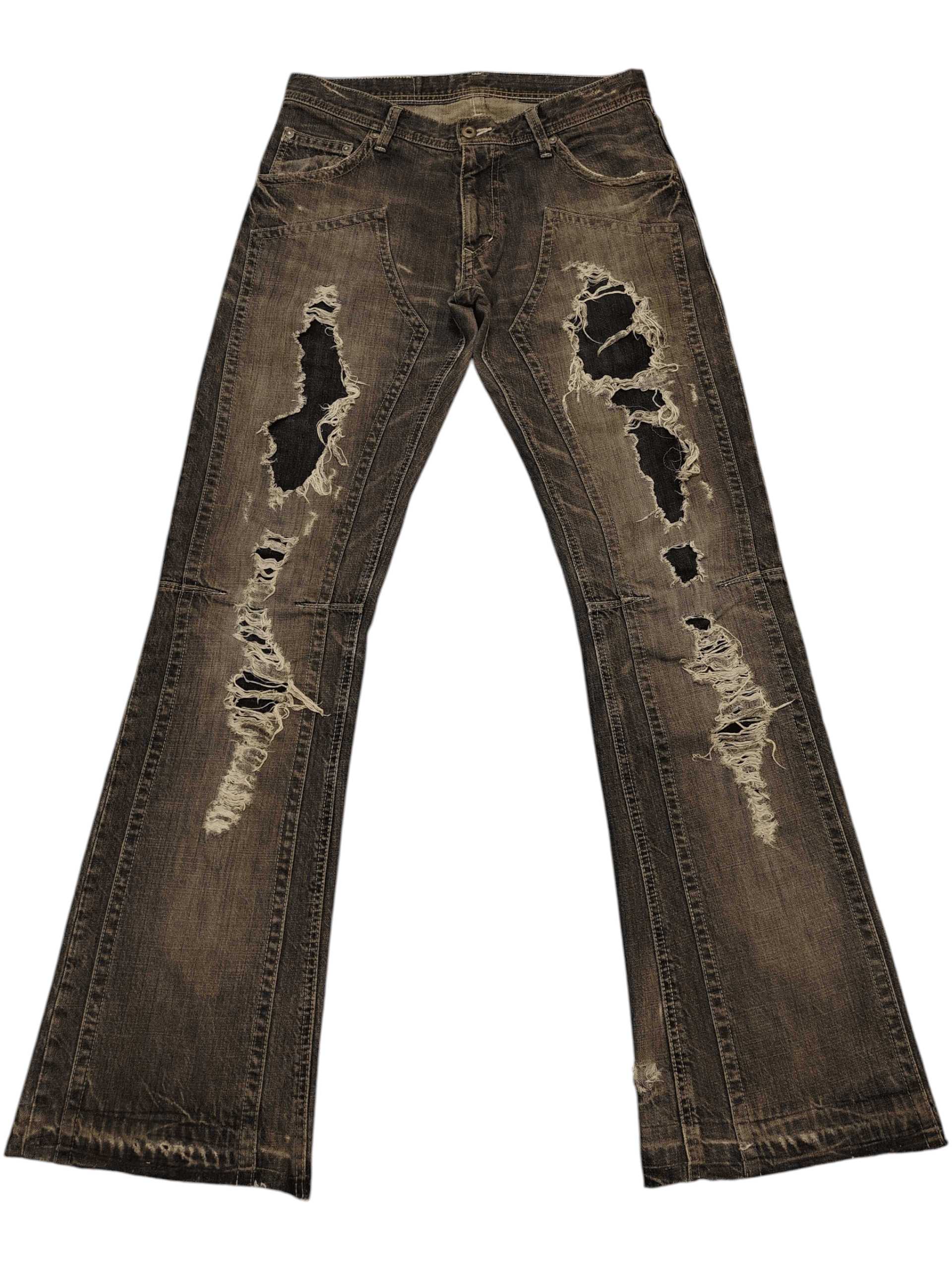 Who Decides War Japan Tete Homme Grunge style Distressed denim Flared Jeans Size US 30 / EU 46 - 1 Thumbnail