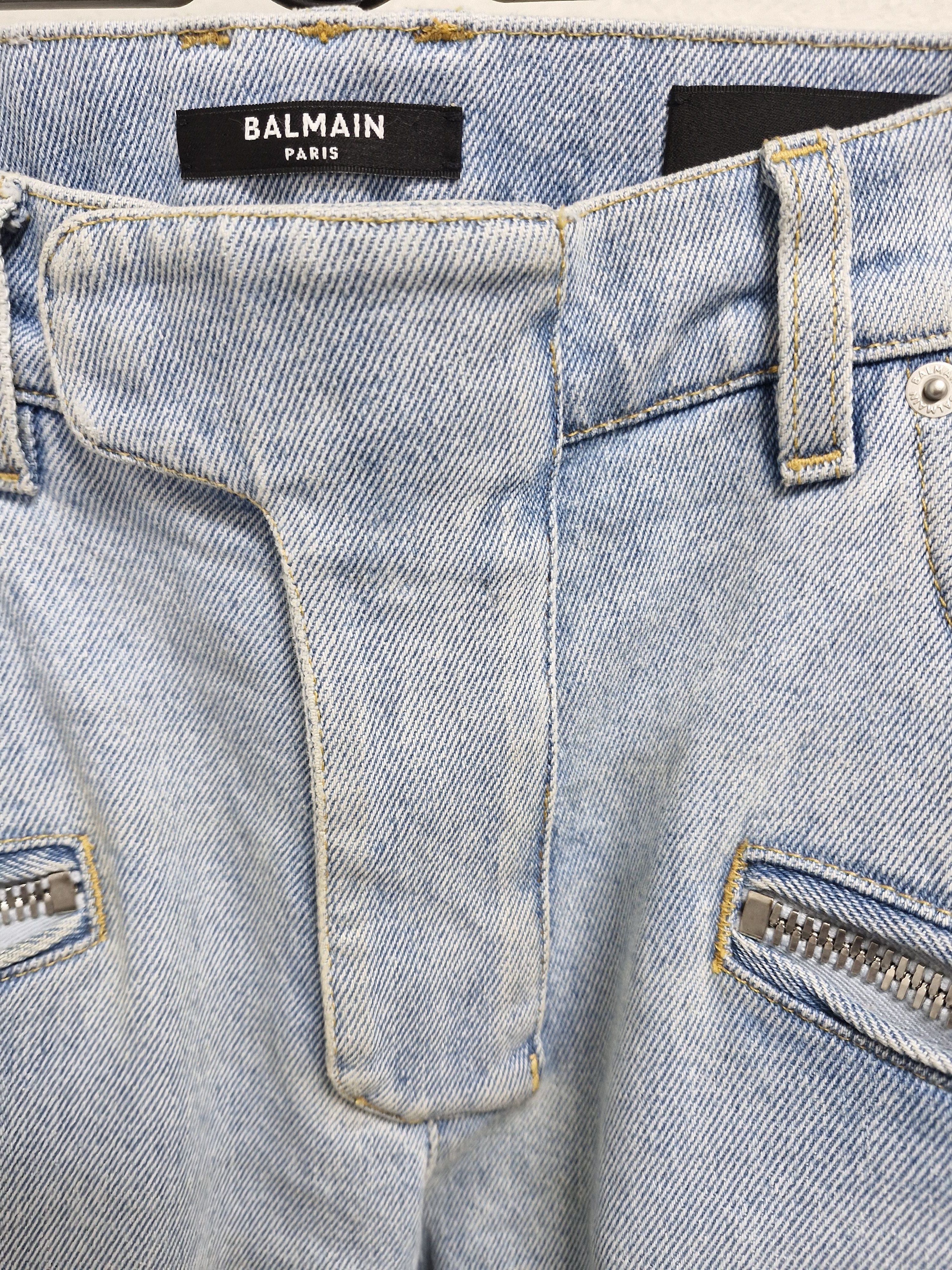 Balmain BALMAIN FW24 Light Washed Biker Jeans Size US 29 - 3 Thumbnail