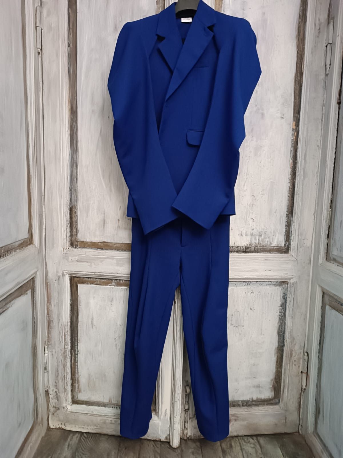 image of Vetements Broad Shoulder Blazer And Pants in Blue, Women's (Size Small)