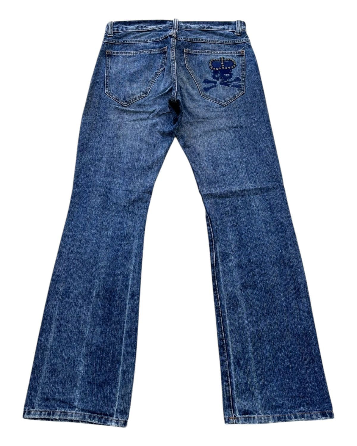 Vintage Skulls Ripped Japanese Denim Flare Jeans PPFM style
