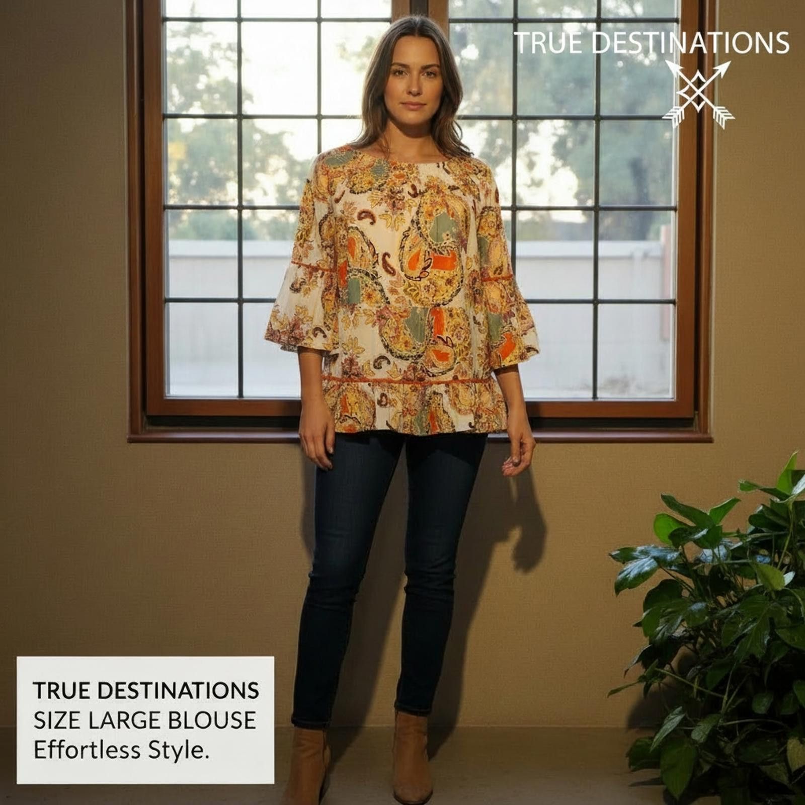 Other True Destinations Paisley Print Large Blouse Size L / US 10 / IT 46 - 2 Thumbnail