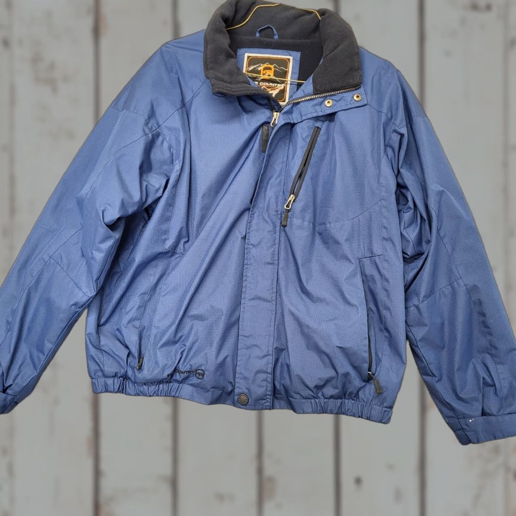 Free Country Free Country Windbreaker Coat Mens Large Blue Zip Hood Water Resistant Jacket/Coat Size US L / EU 52-54 / 3 - 1 Thumbnail
