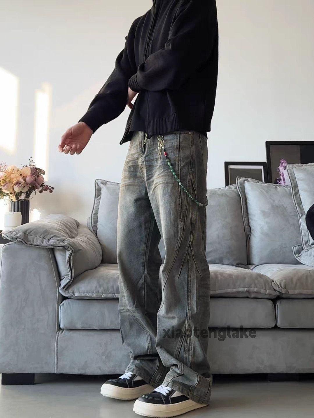 Jean × Vintage washed faded patchwork yuppie stain punk grunge jeans Size US 32 / EU 48 - 4 Thumbnail