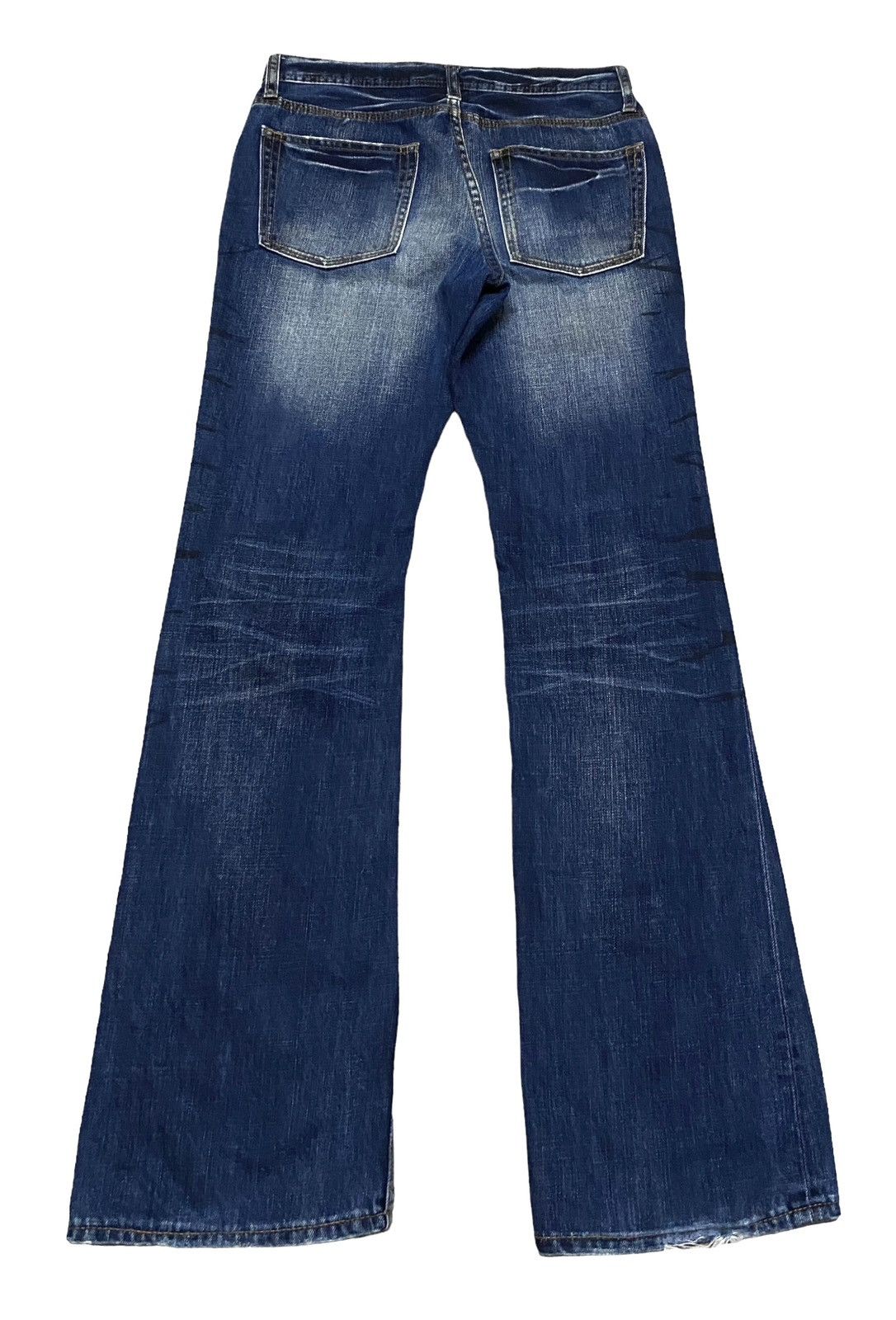 Le Grande Bleu (L.G.B.) Rare Design Vintage Edge Rupert Waxed Flared Jeans 1990s Size US 30 / EU 46 - 2 Thumbnail