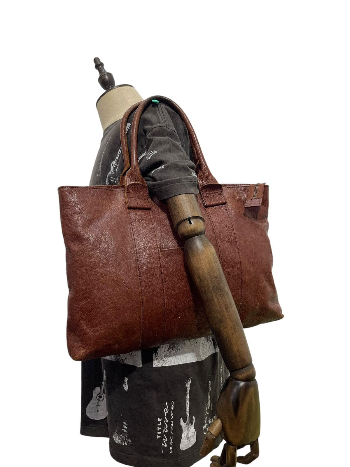 Full Leather Vintage Unknown Tote Shoulder Bag 4🟩