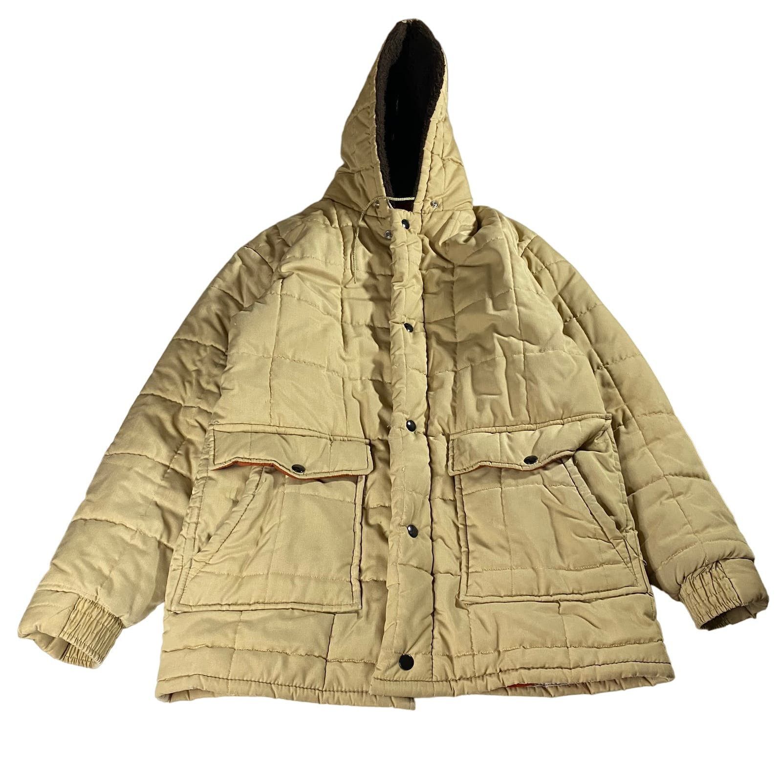 image of Cooper Sportswear Quilted Hooded Parka Men's Size XL in Tan