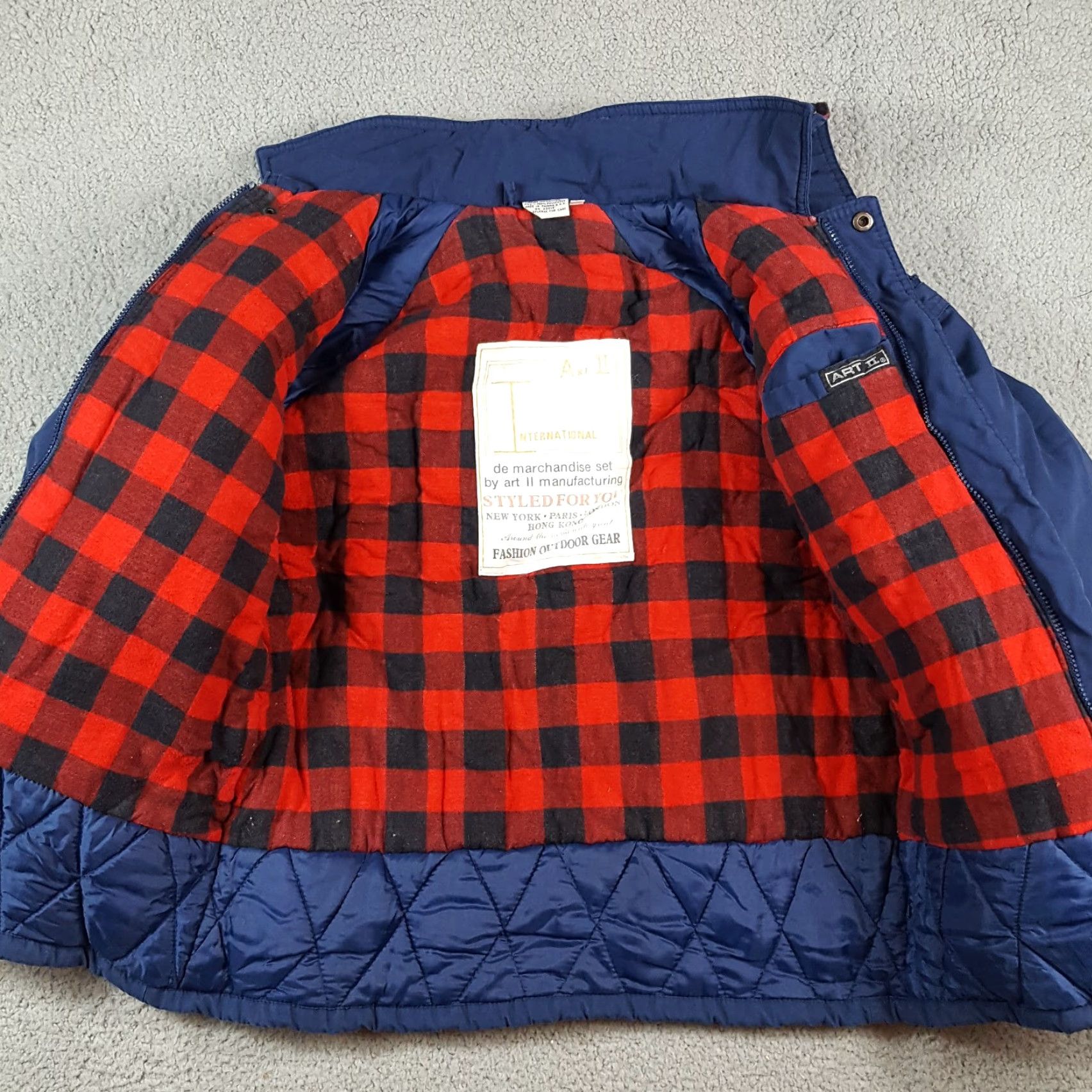 Vintage VINTAGE Art II Jacket Men 80s Buffalo Plaid Flannel Lined Hooded Outdoor Coat Blue Medium, Full Zip, Pockets, Lined, Vintage 80s, Fall, Spring, Winter Size US M / EU 48-50 / 2 - 5 Thumbnail