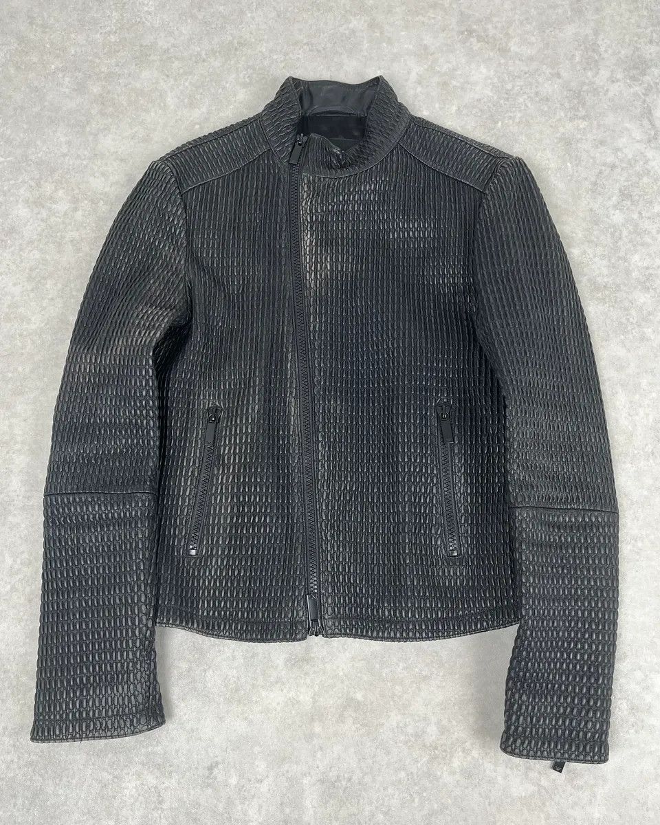 Emporio Armani SS2016 Emporio Armani Woven Asymmetrical Leather Jacket Size US S / EU 44-46 / 1 - 1 Thumbnail