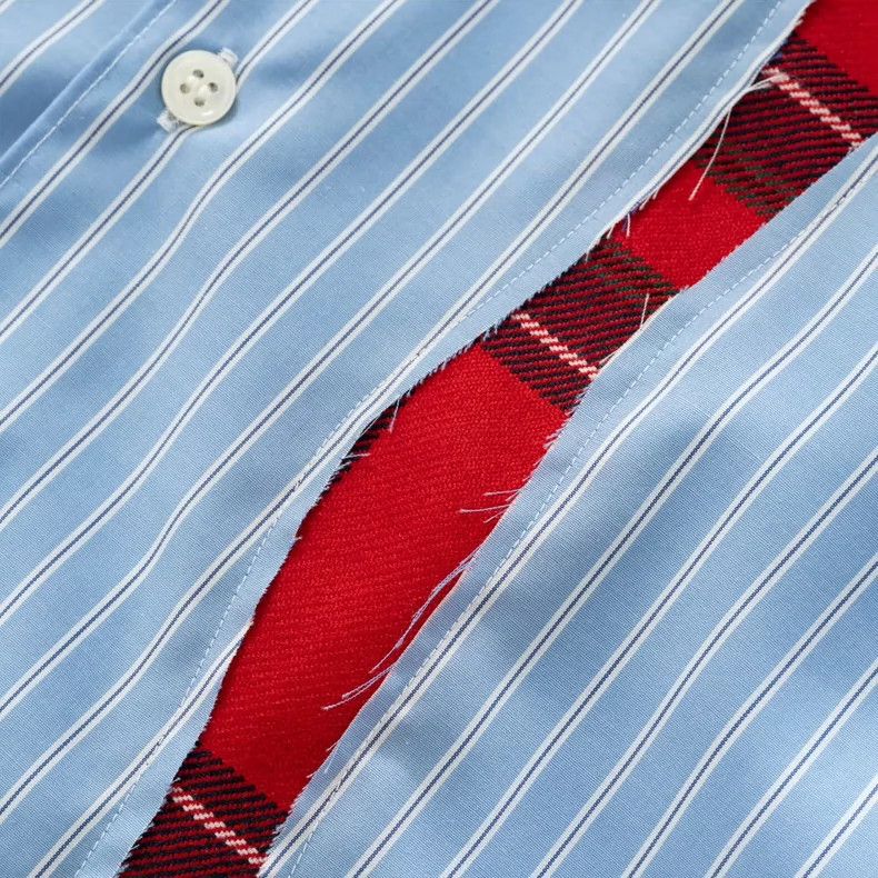 Comme des Garcons Comme Des Garcons Striped patchwork blue shirt 2505-Nextarr Size US M / EU 48-50 / 2 - 6 Thumbnail