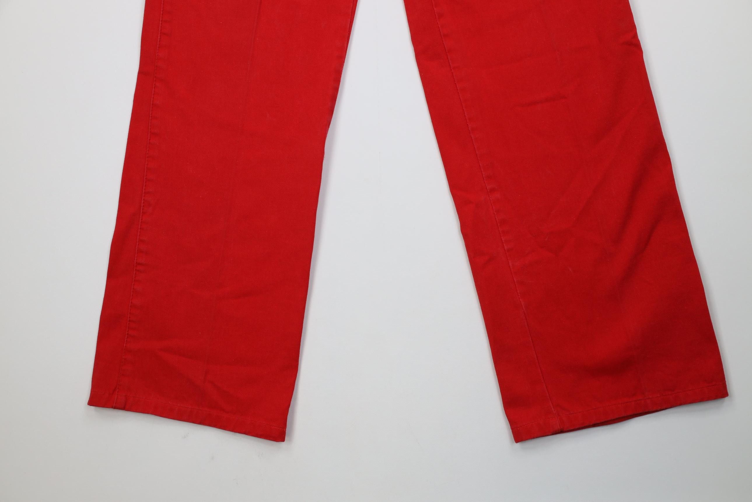 Vintage Vintage 70s Streetwear Wide Leg Chino Pants Red Cotton Size US 29 - 4 Thumbnail