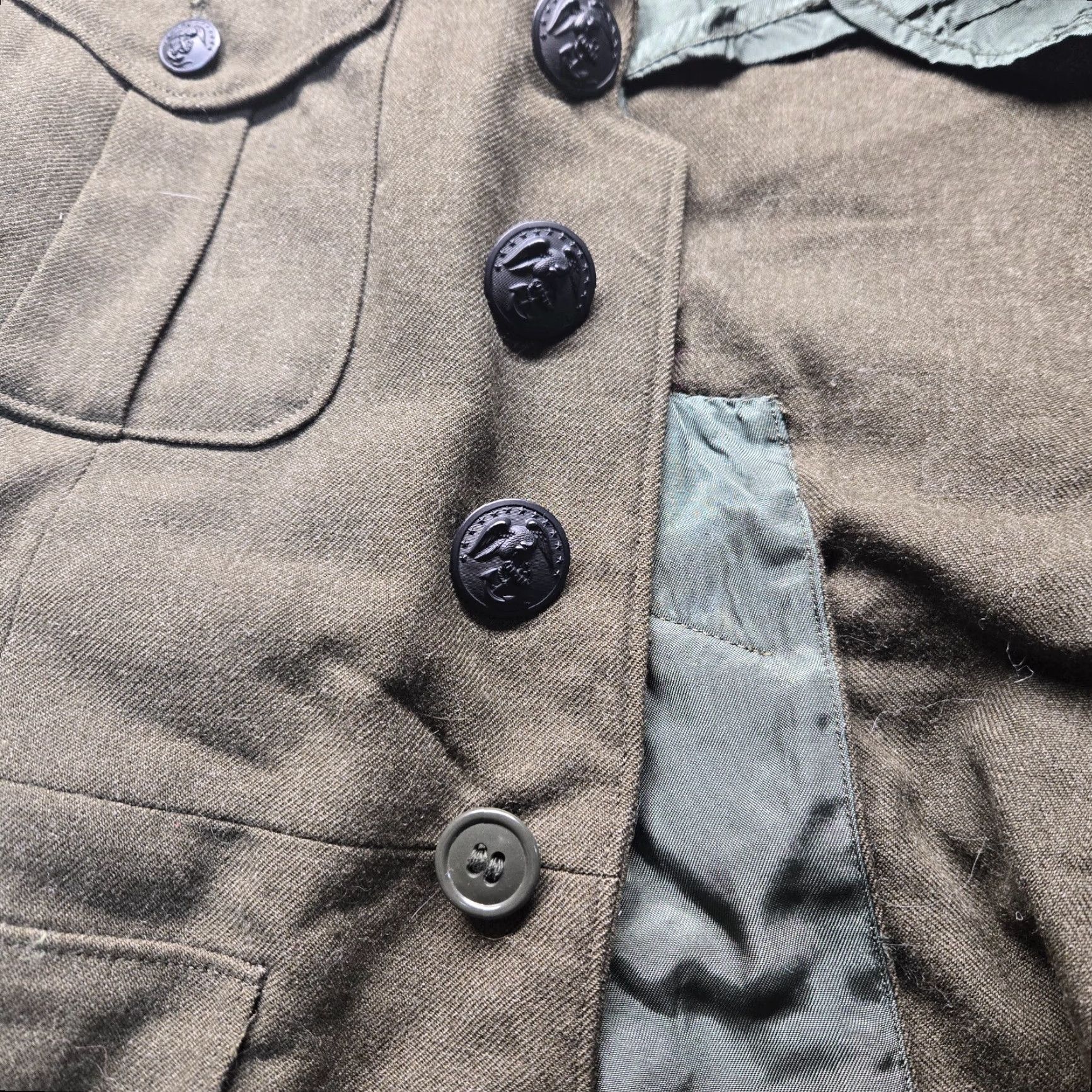 Vintage Military Green Belted Pea Coat Jacket Women Long Sleeve Size 33s Regular Belted Green Casual Business Workwear 33 Womens Size XXS / US 00 / IT 34 - 2 Thumbnail