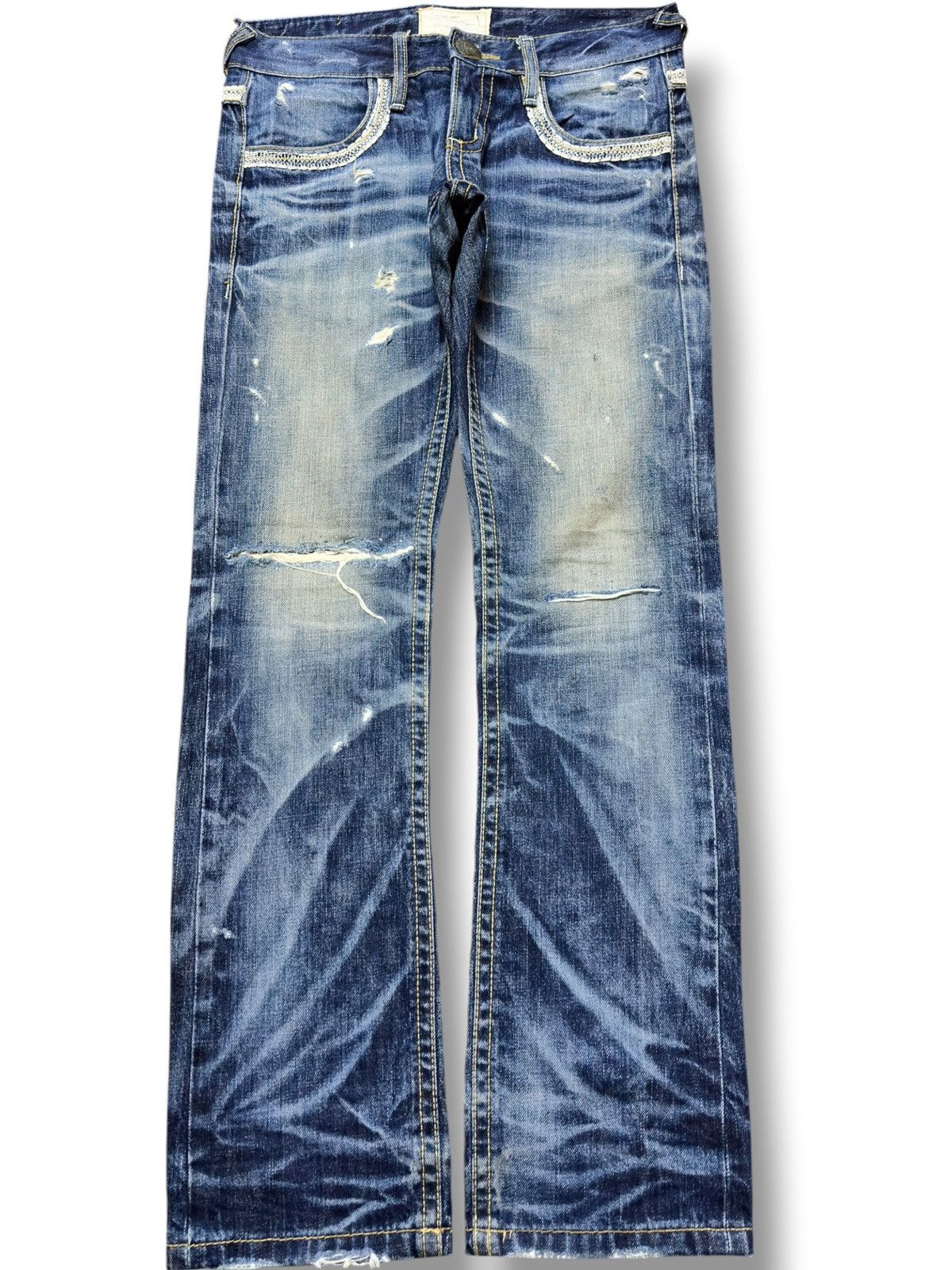 Hysteric Glamour Vintage Lolita jeans Whiskers Grunge Distressed Denim Size US 31 - 1 Thumbnail