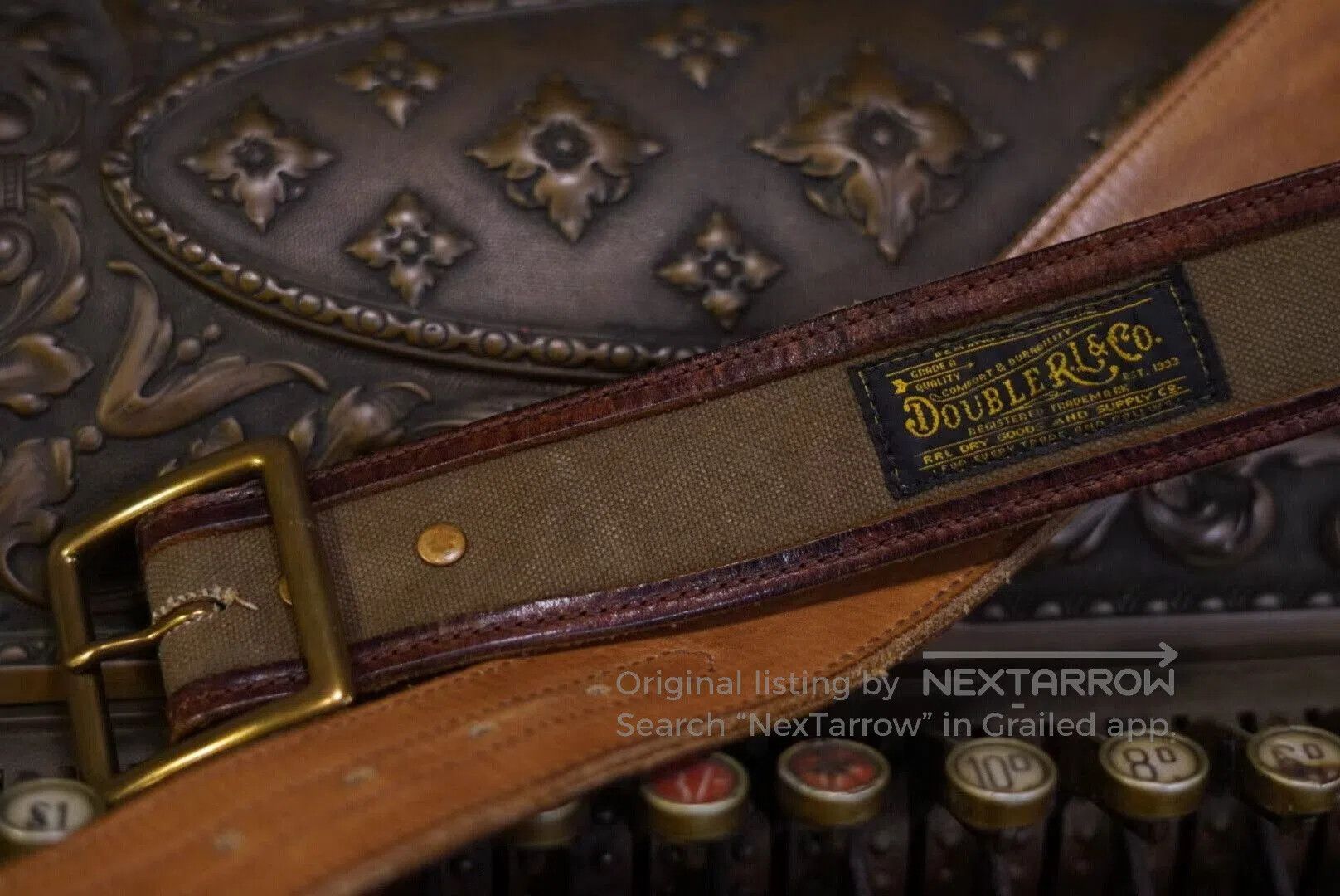 RRL Ralph Lauren Limited Edition Canvas Leather Belt. Size ONE SIZE - 2 Thumbnail