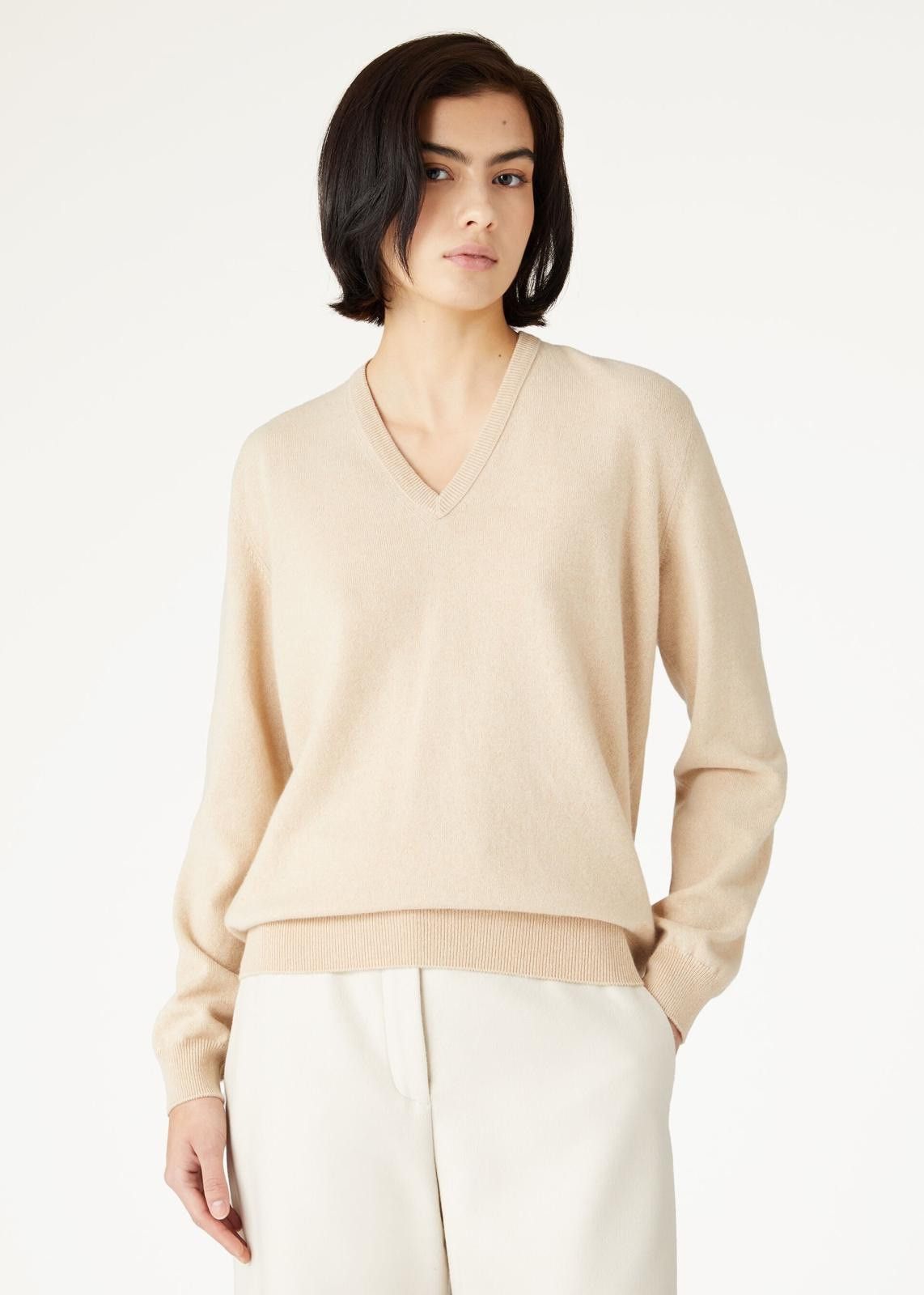 Loro Piana o1srvl11e0125 FAO1994 Arona V-Neck Sweater in Cream Size M / US 6-8 / IT 42-44 - 4 Thumbnail