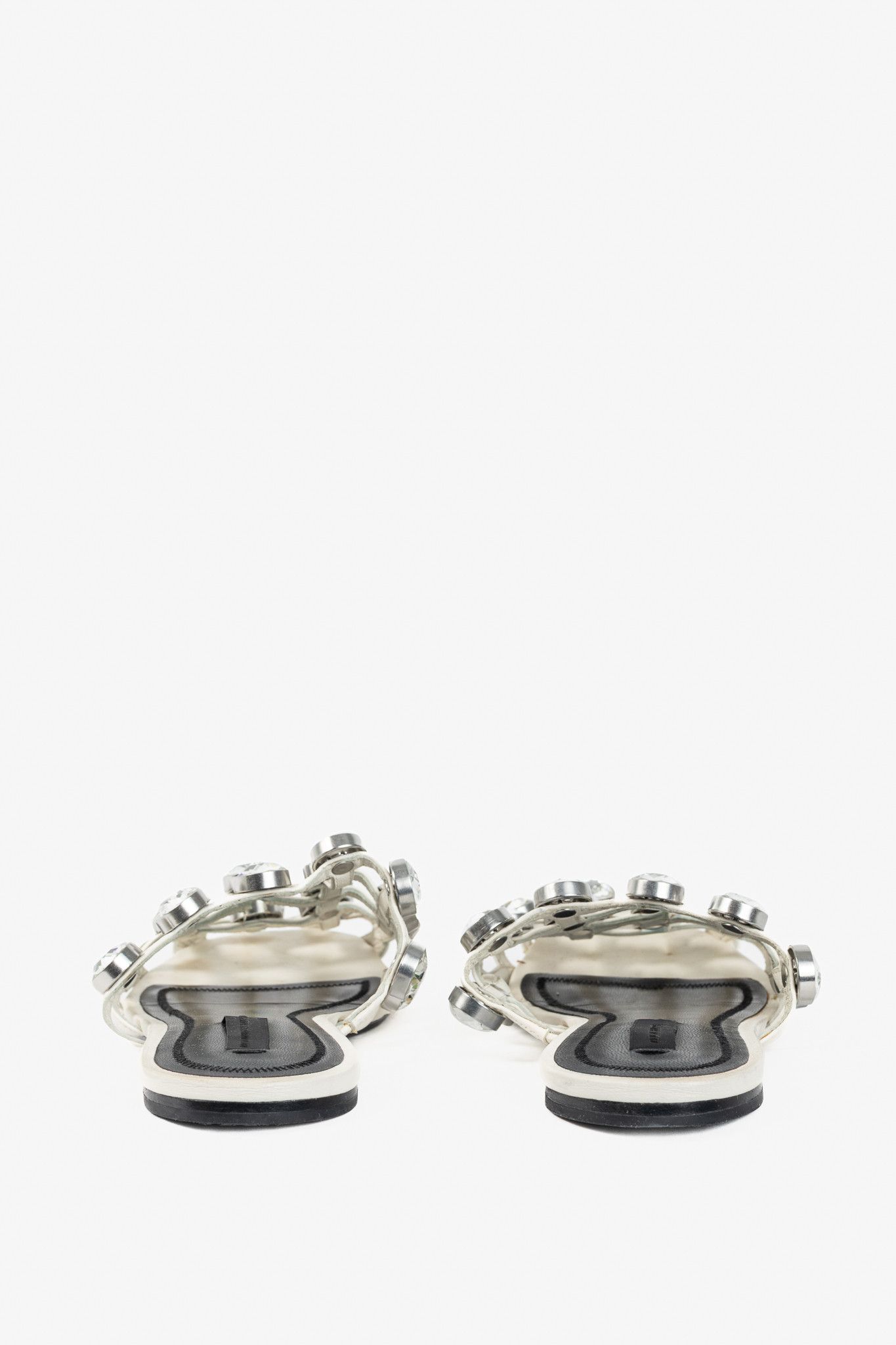 Alexander Wang Alexander Wang Amelia White Crystal-Studded Cage Mules Size US 5.5 / IT 35.5 - 4 Thumbnail