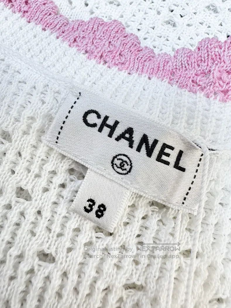 Chanel Chanel 24p white pink-edged knitted hollow vest Size XS / US 0-2 / IT 36-38 - 4 Thumbnail