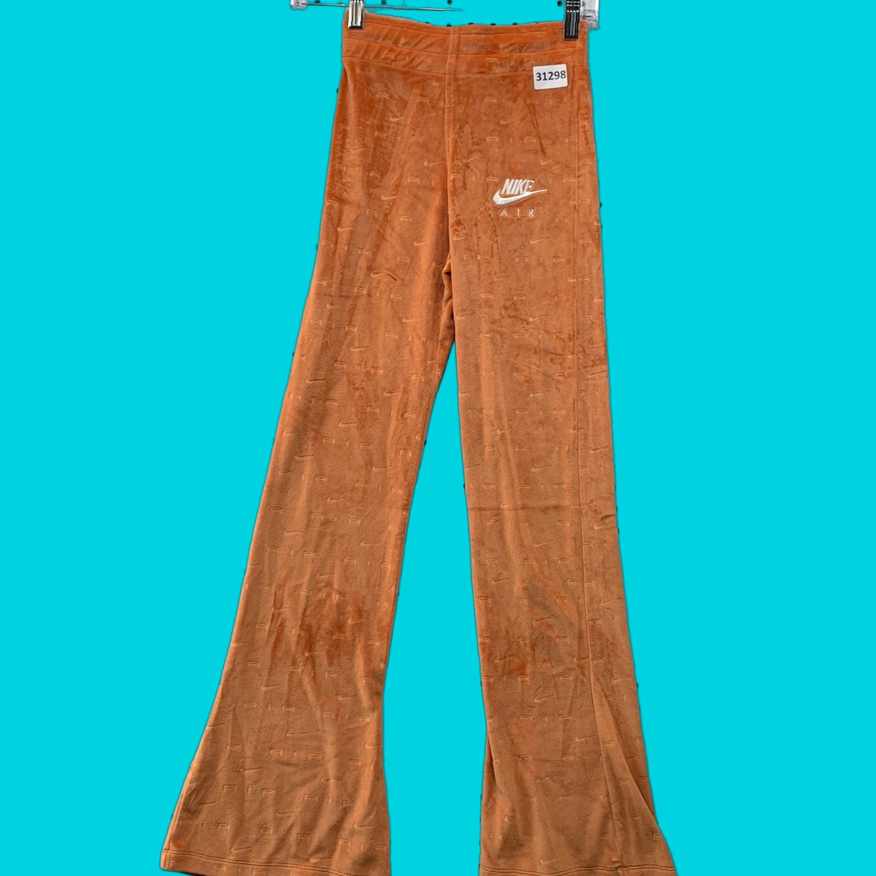 Nike Nike Sweatpants Womens XS AOP Swoosh Orange Velvet 23x30 Flared Size 26" / US 2 / IT 38 - 1 Thumbnail