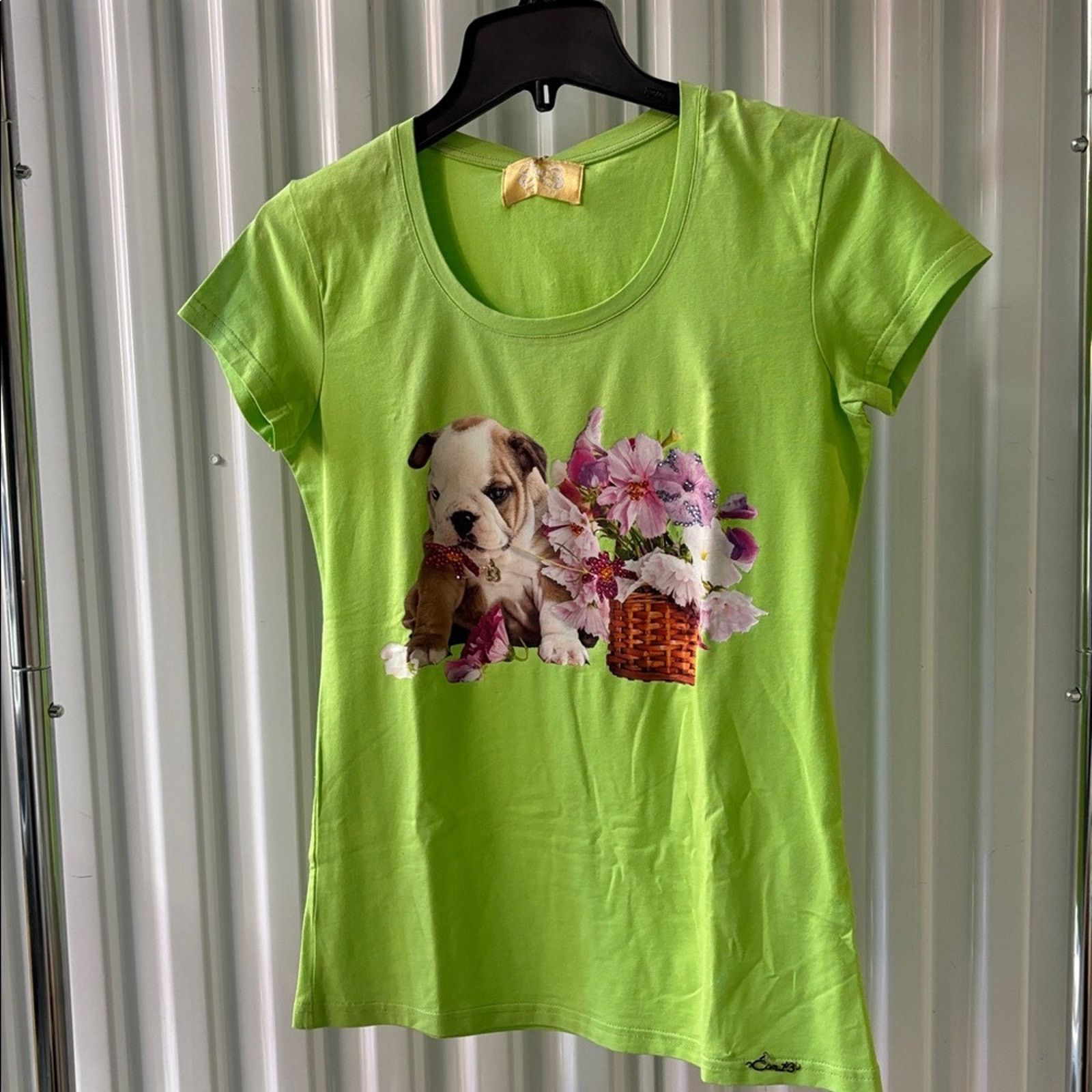 Other NWT Swarovski Lime Green Blouse with Puppy and Floral Size M Size M / US 6-8 / IT 42-44 - 1 Thumbnail