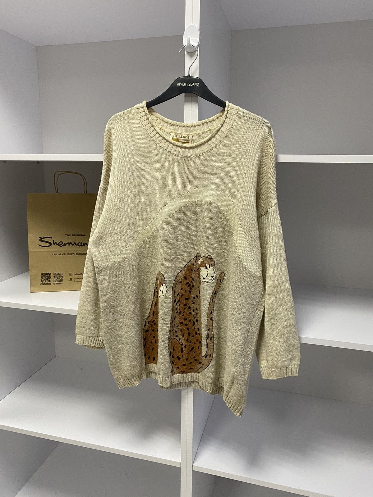 Designer × Vintage Vintage Poi by Krizia women’s tiger printed jumper sweater Size L / US 10 / IT 46 - 3 Thumbnail