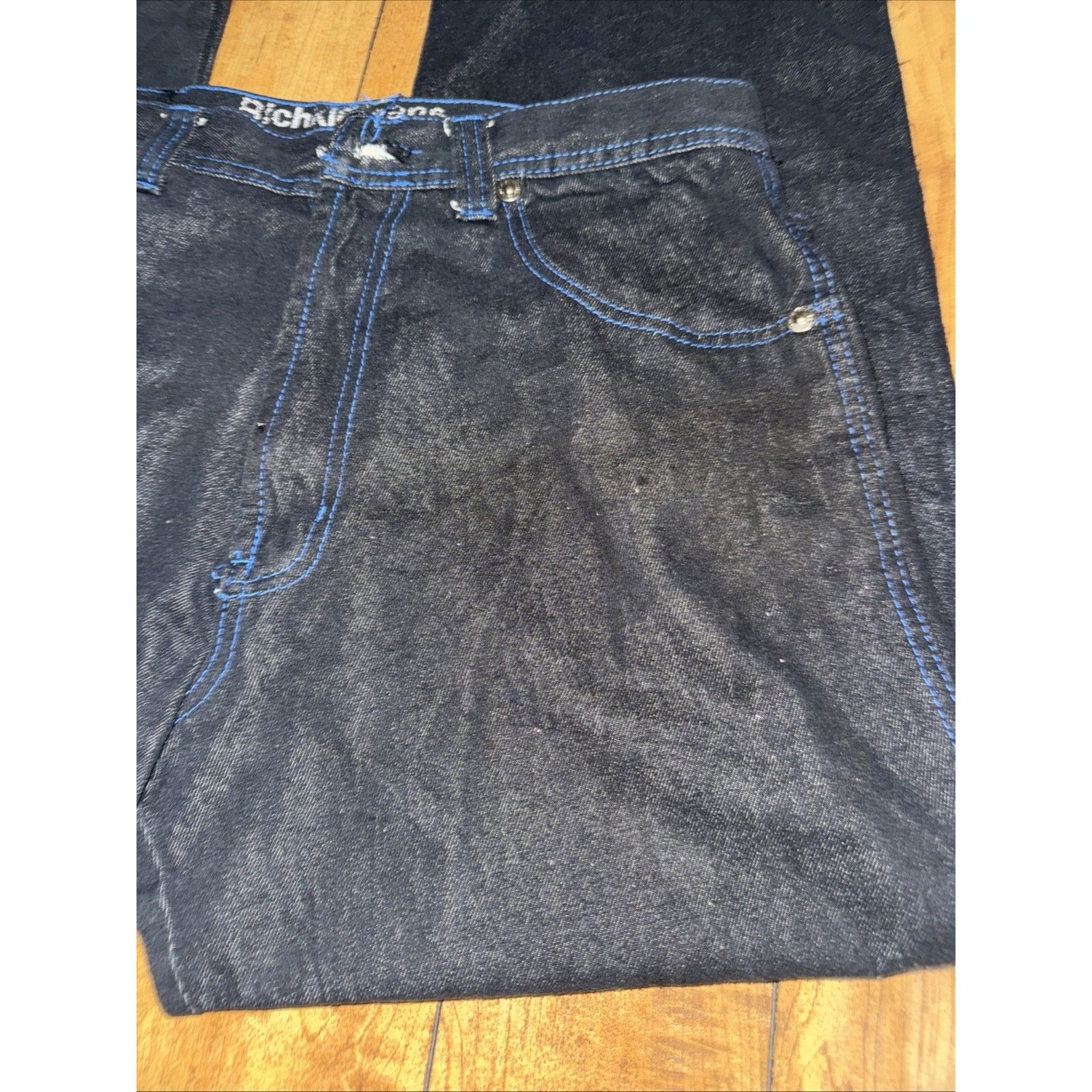 Vintage Rich Kid Jeans 36x32 Dark Wash Distressed Y2K Skater Size US 36 / EU 52 - 7 Thumbnail