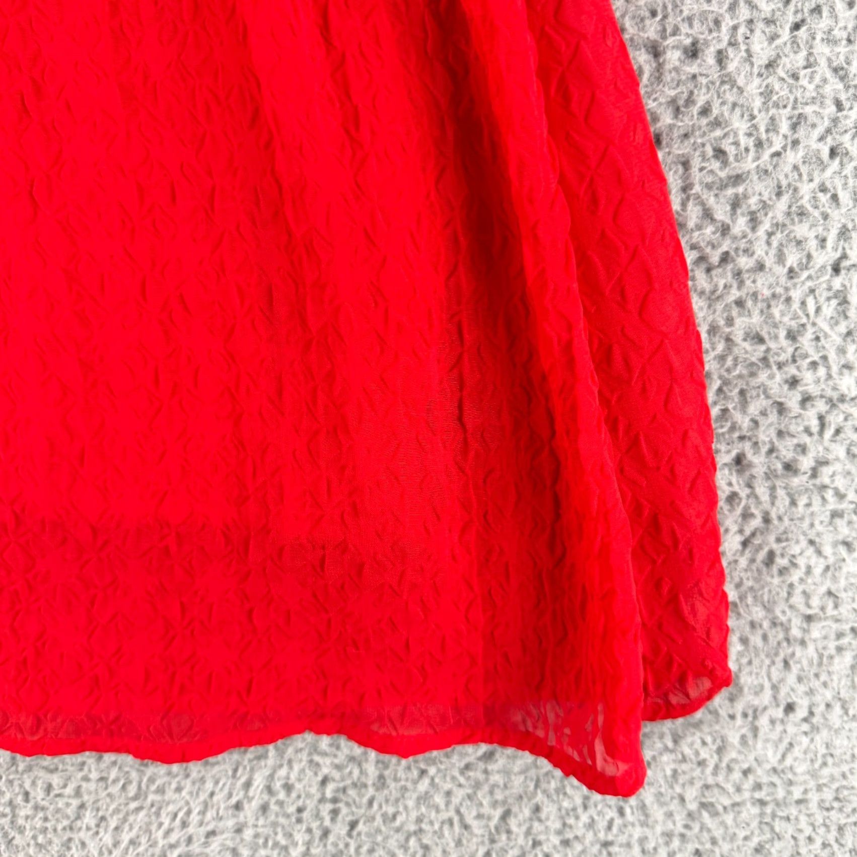 Anthropologie Anthropologie Amadi Mia Dress Womens L Red Crossover Waist Textured Dress Skirt (A-Line) Size 36" / US 14 / IT 50 - 5 Thumbnail