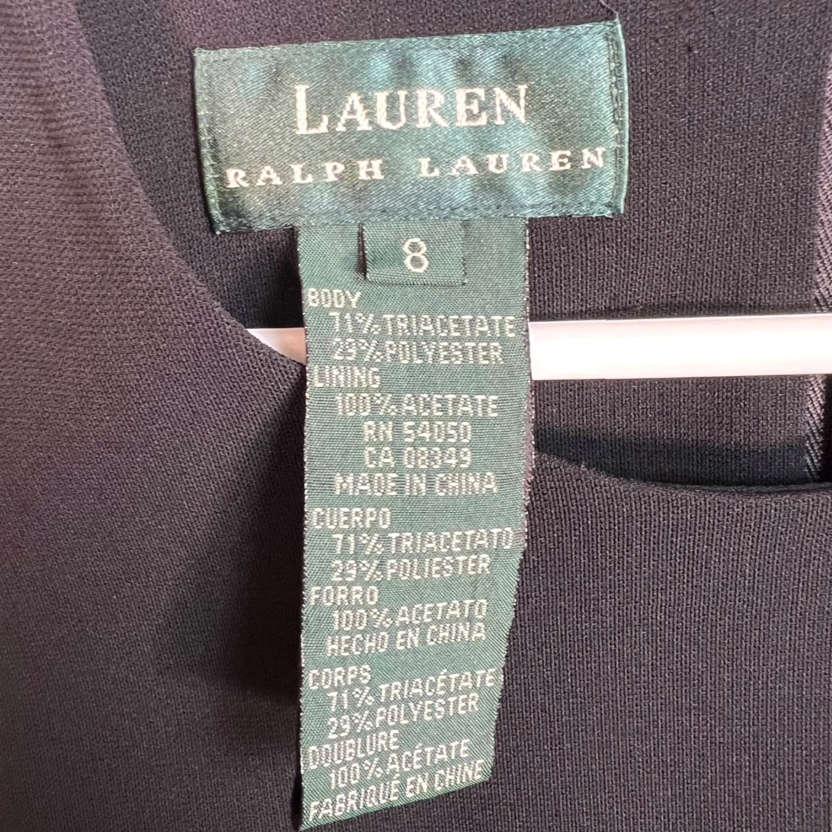Ralph Lauren VINTAGE Lauren Ralph Lauren Black Sleeveless Sheath Dress Women 8 Polyester Blend Tight Knee Length Women Dresses Size M / US 6-8 / IT 42-44 - 3 Thumbnail