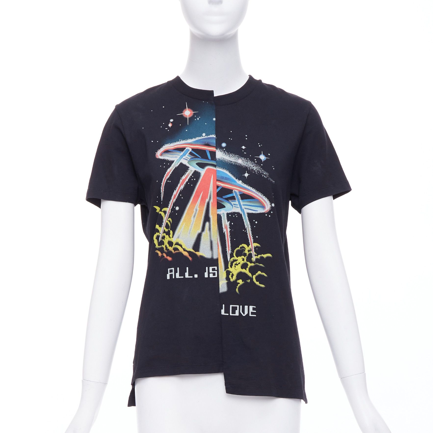 Stella McCartney STELLA MCCARTNEY All Is Love UFO black bias cut cotton tshirt IT38 XS Size M / US 6-8 / IT 42-44 - 1 Thumbnail