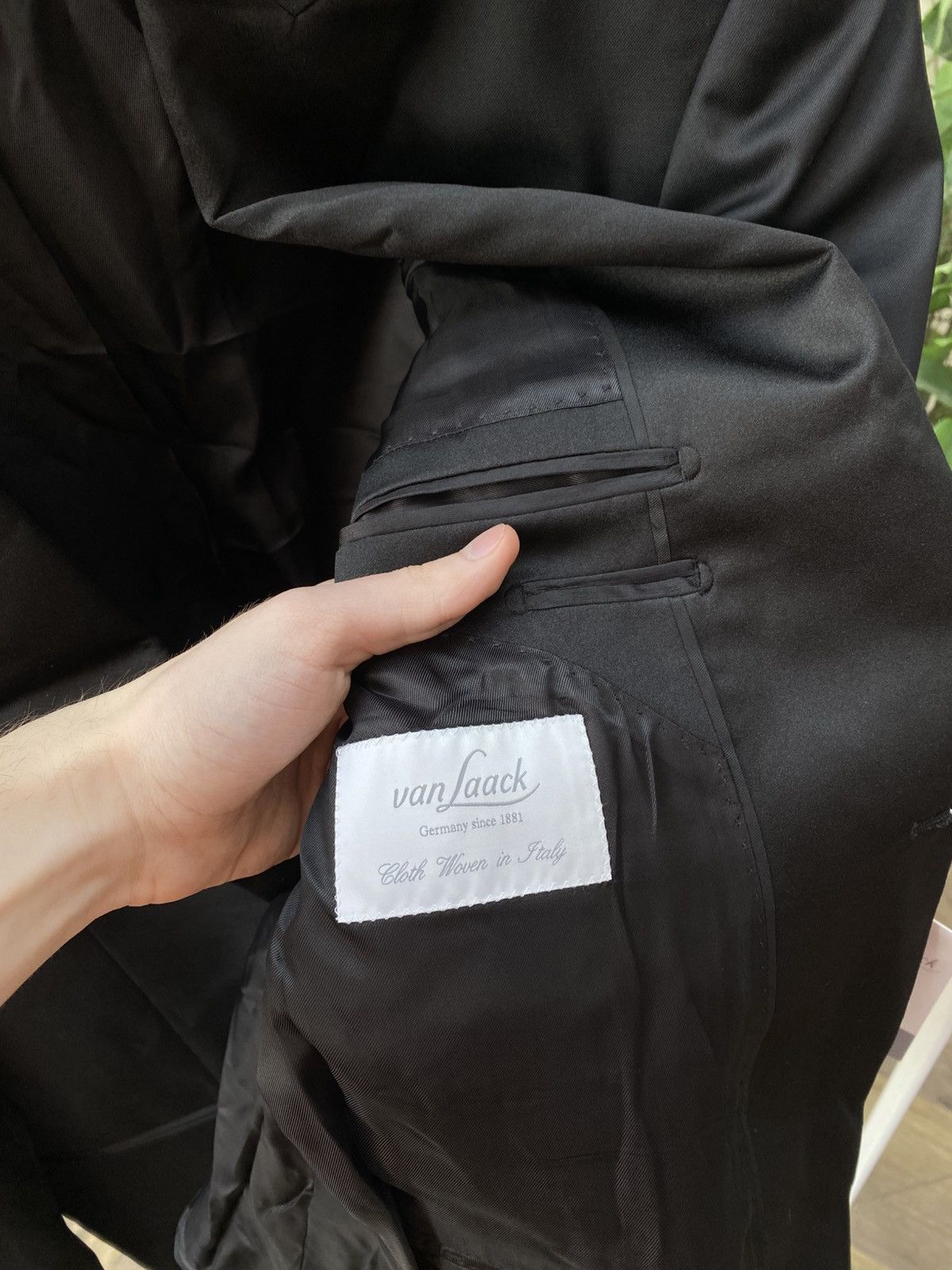 Other Vintage Van Jaack Men's Black Suit Loro Piana Wool Size 54L - 8 Thumbnail