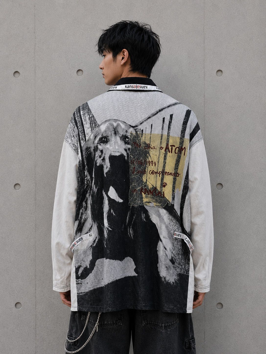Kansai Yamamoto Vintage Kansai Yamamoto O2 Long Sleeve Dog Overprint Size US L / EU 52-54 / 3 - 2 Thumbnail