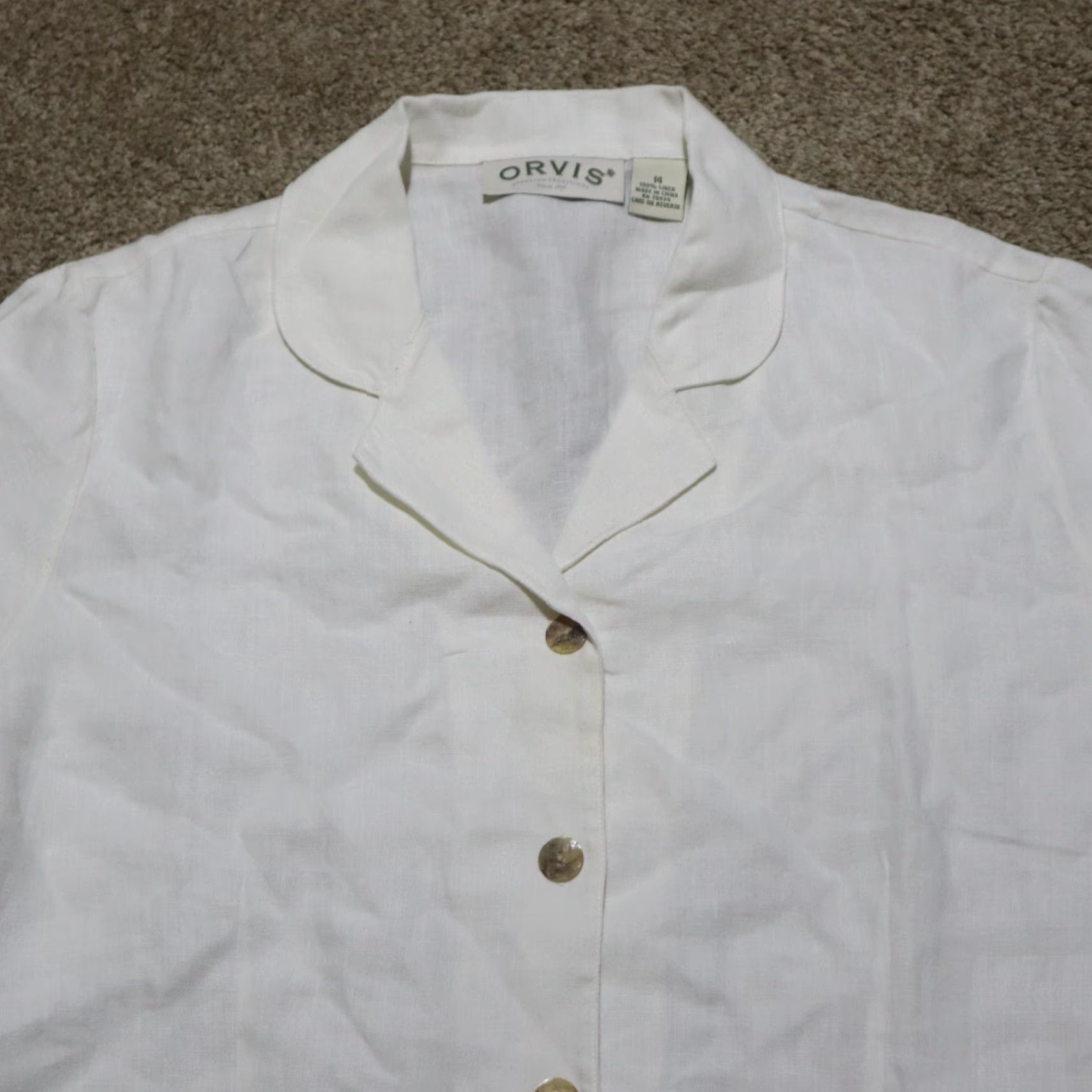 Orvis Orvis Shirt Women Adult 14 White Button-Up Short Sleeve Dress Shirt Buttons Shopwear Size XL / US 12-14 / IT 48-50 - 2 Thumbnail