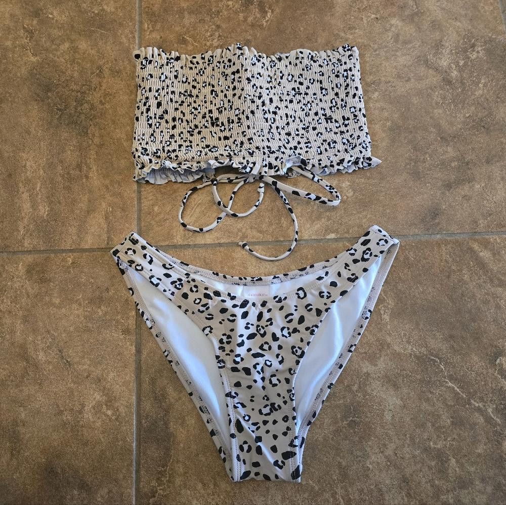 Designer Beige Black Animal XHLN Bikini Bottoms Size ONE SIZE - 3 Thumbnail