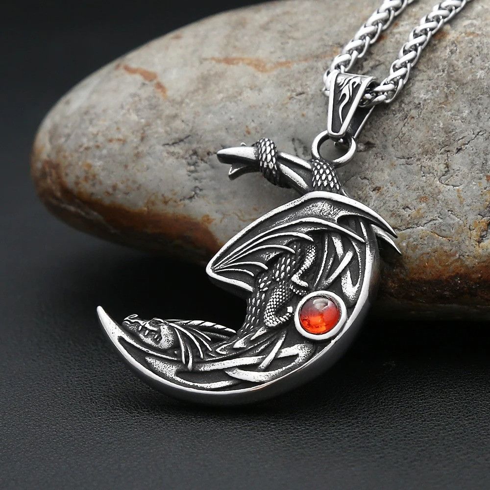Other Sleeping Dragon On Moon Pendant Necklace Size ONE SIZE - 3 Thumbnail
