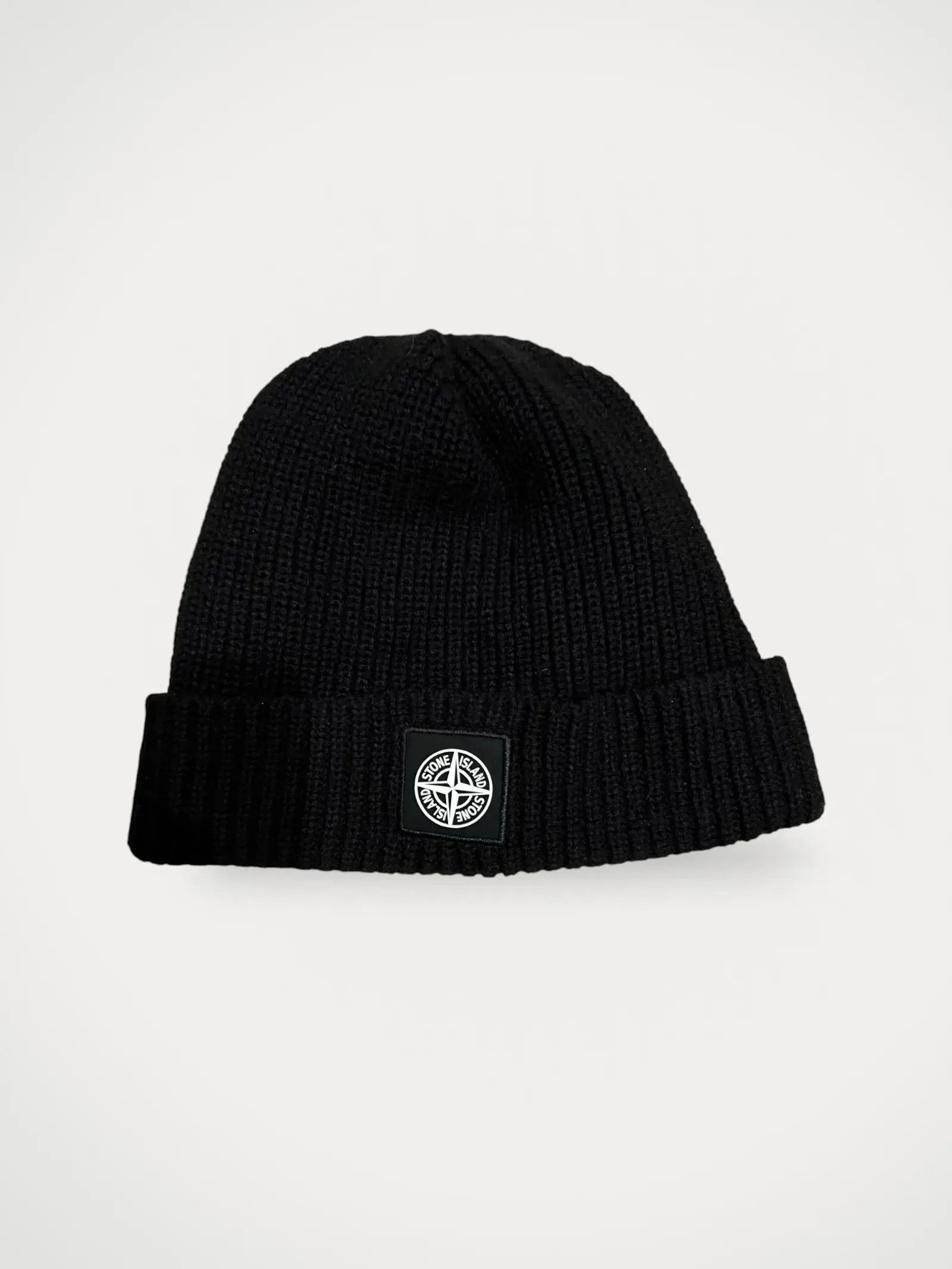 Stone Island Stone Island Full Rib Wool Beanie Black Hat Size ONE SIZE - 1 Thumbnail