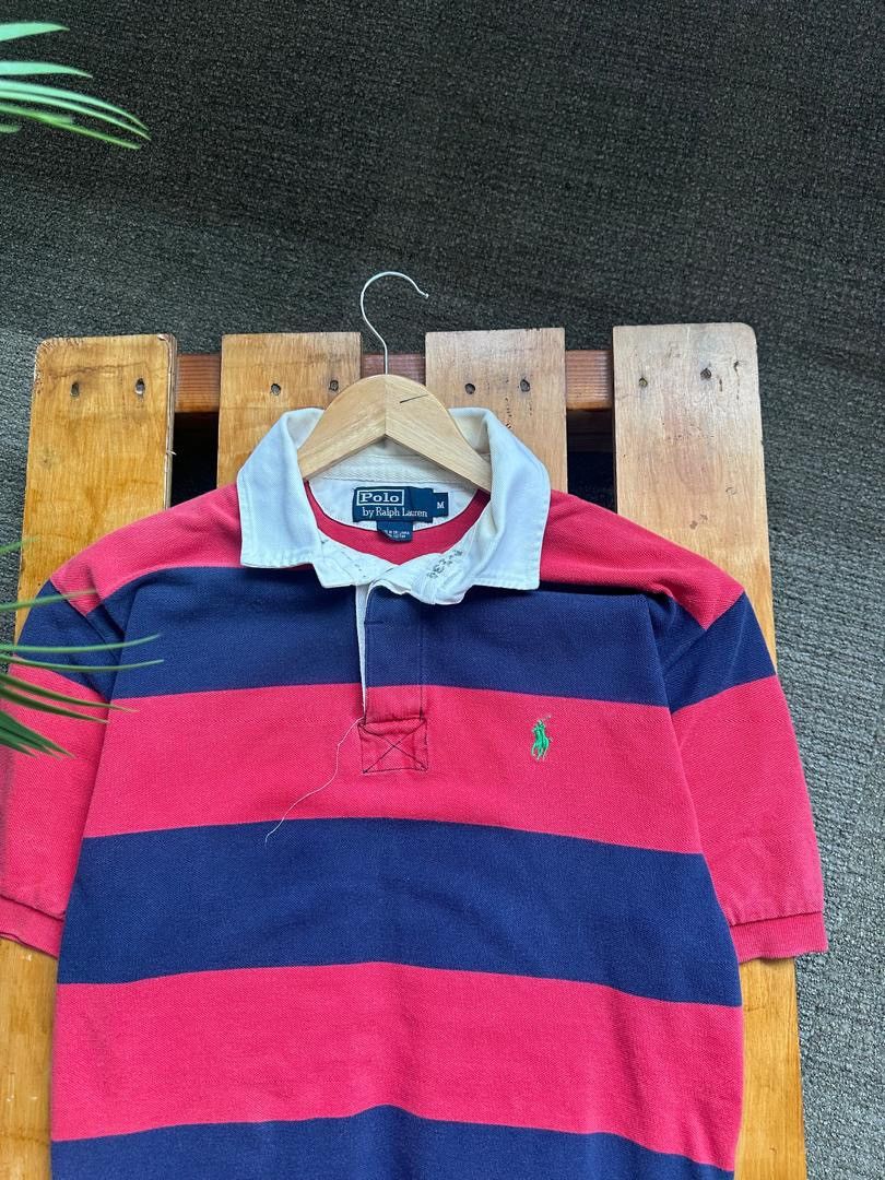 Polo Ralph Lauren × Ralph Lauren × Vintage POLO RALPH LAUREN STRIPE RUGBY SHIRT SHORT SLEEVE Size US M / EU 48-50 / 2 - 2 Thumbnail