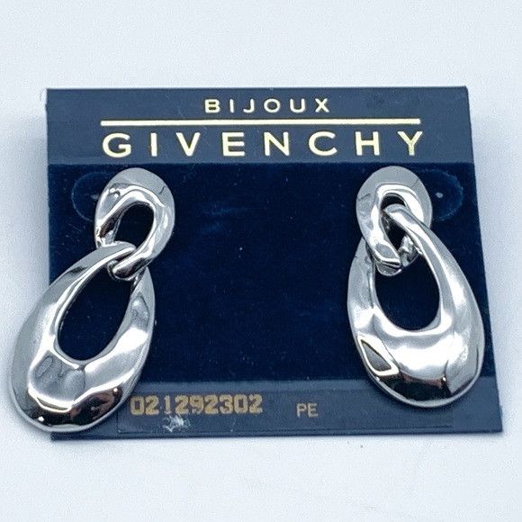 Givenchy Vintage Givenchy Silver-Tone Interlocking Drop Earrings Size ONE SIZE - 3 Thumbnail