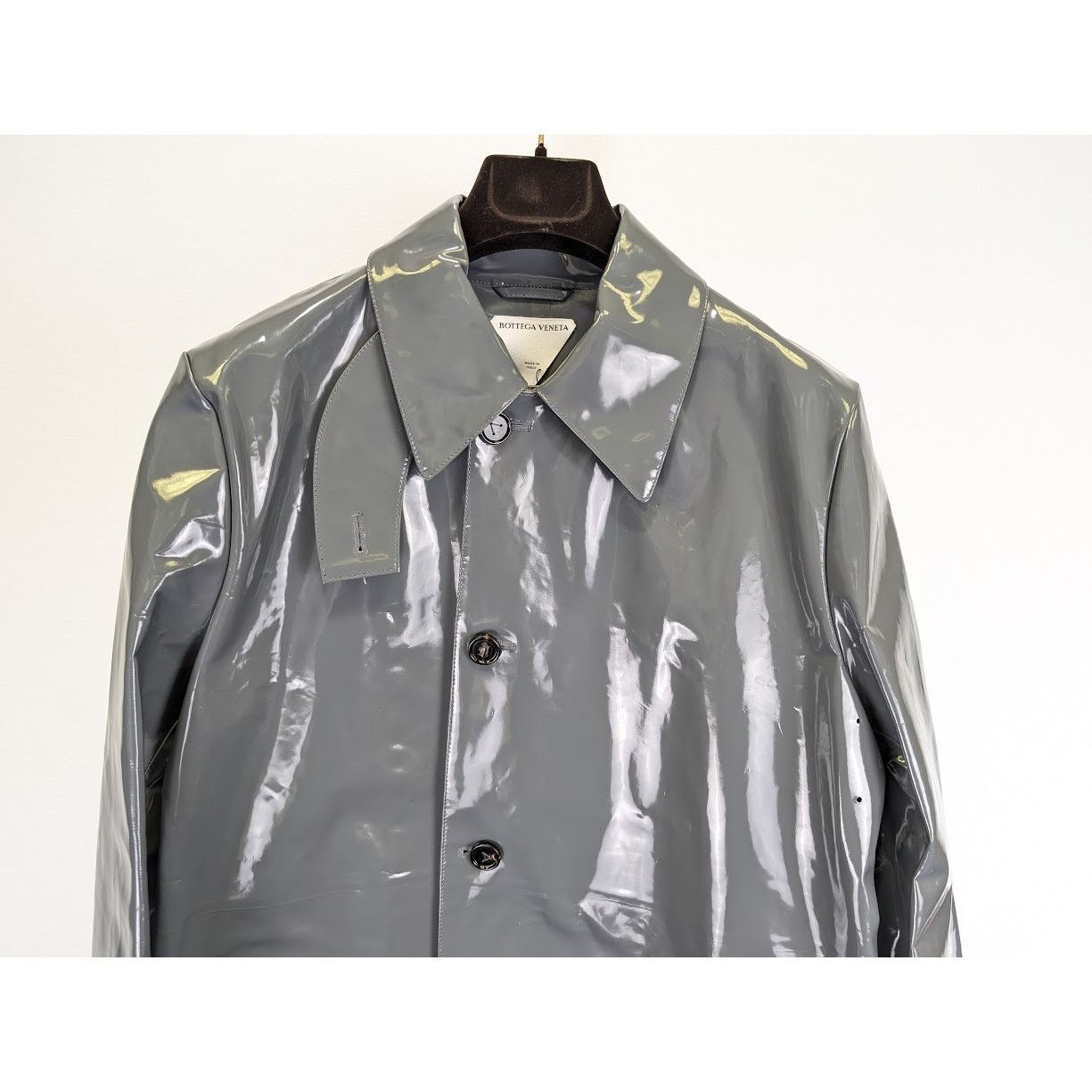 Bottega Veneta o1rshd1 High Shine Leather Calf Coat in Black-Graphite Size XS / US 0-2 / IT 36-38 - 4 Thumbnail