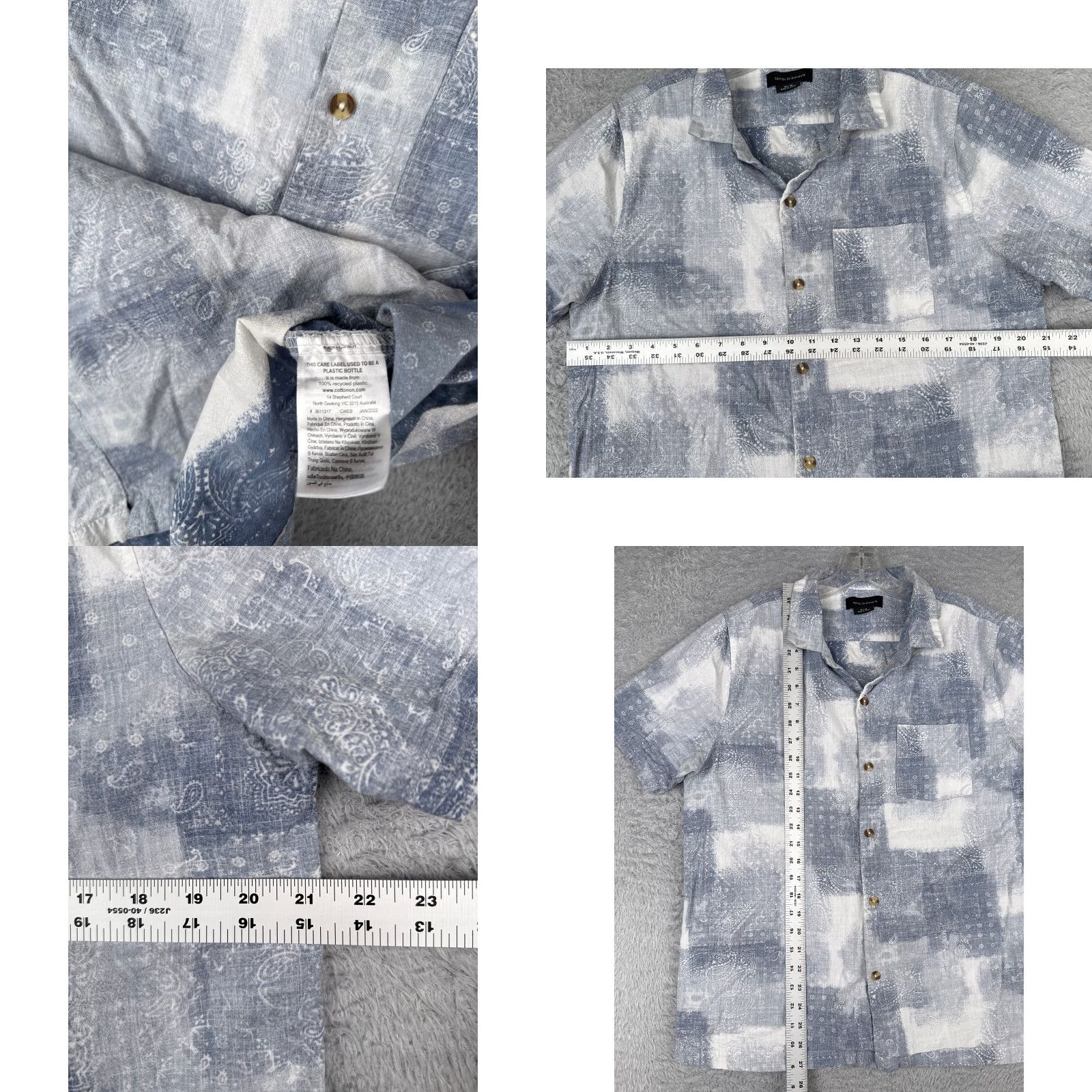 Cotton On Cotton On Garment Shirt Mens Medium Blue White Paisley 100% Cotton Hawaiian Size US M / EU 48-50 / 2 - 8 Thumbnail