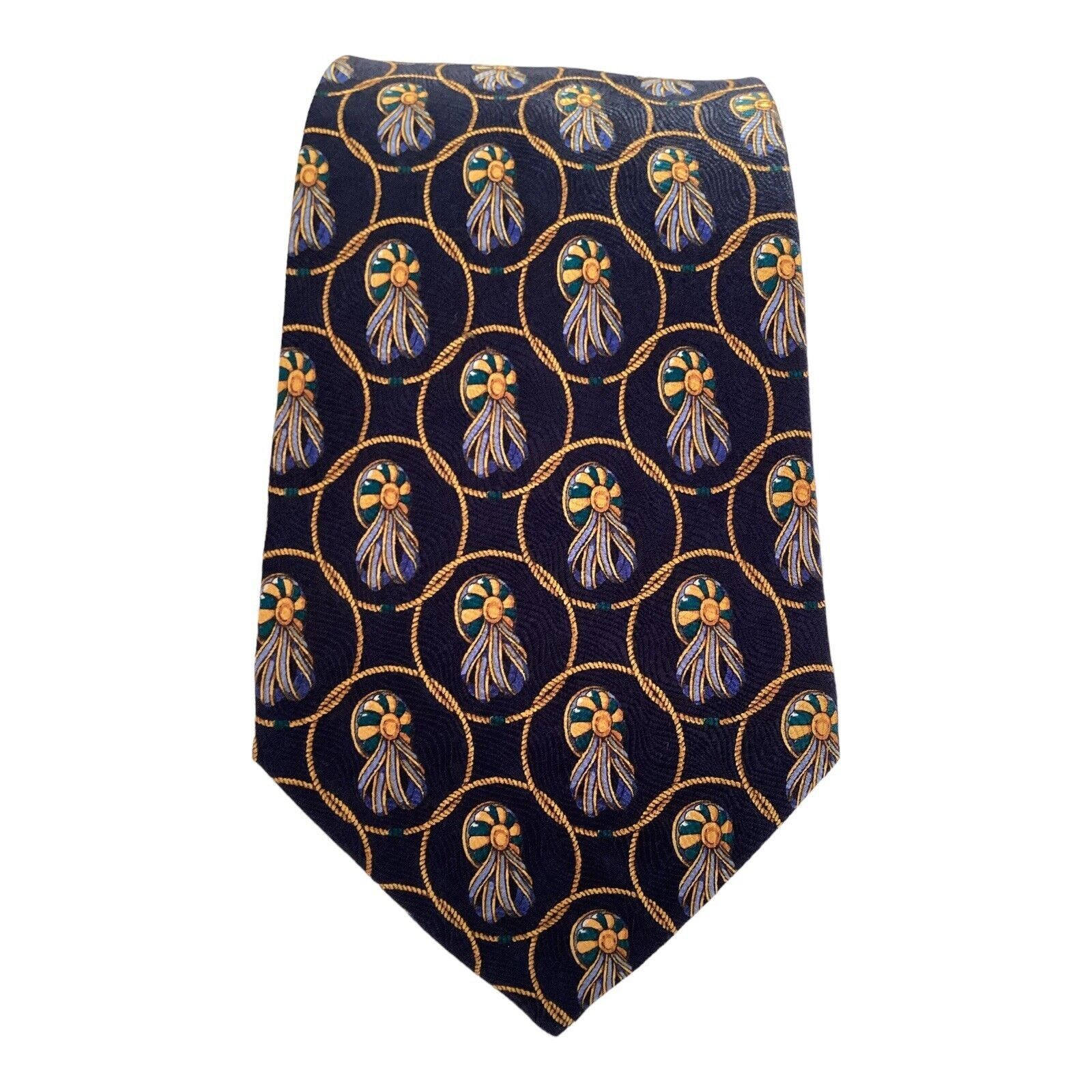 Cerruti 1881 CERRUTI 1881 Blue Ribbon Print Silk Tie France W: 3.75" Size ONE SIZE - 5 Thumbnail