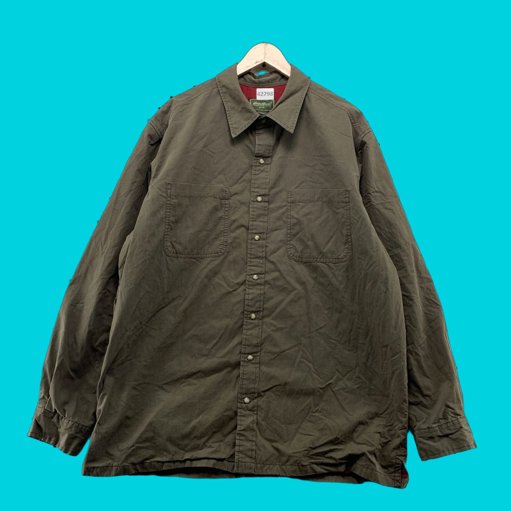 Eddie Bauer Eddie Bauer Outdoor Button-Up Shirt Shacket Men’s LT Large Tall Lined Green Casual Size US L / EU 52-54 / 3 - 1 Thumbnail