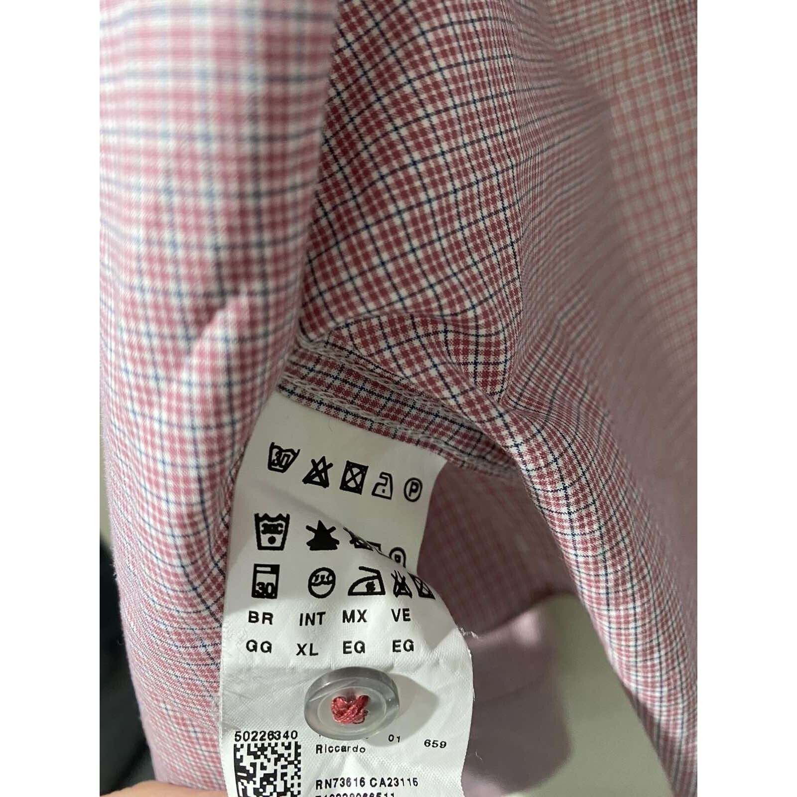 Hugo Boss Hugo Boss "Isko" Slim Plaid Long Shirt Pink Size XL A000778 Size US XL / EU 56 / 4 - 13 Thumbnail
