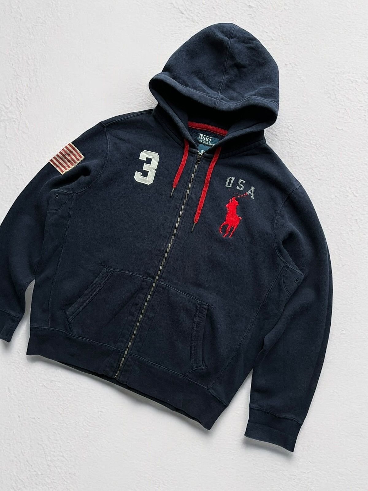 Polo Ralph Lauren RARE!💥RALPH LAUREN USA FLAG HEAVY COTTON VINTAGE HOODIE ZIP Size US XL / EU 56 / 4 - 1 Thumbnail