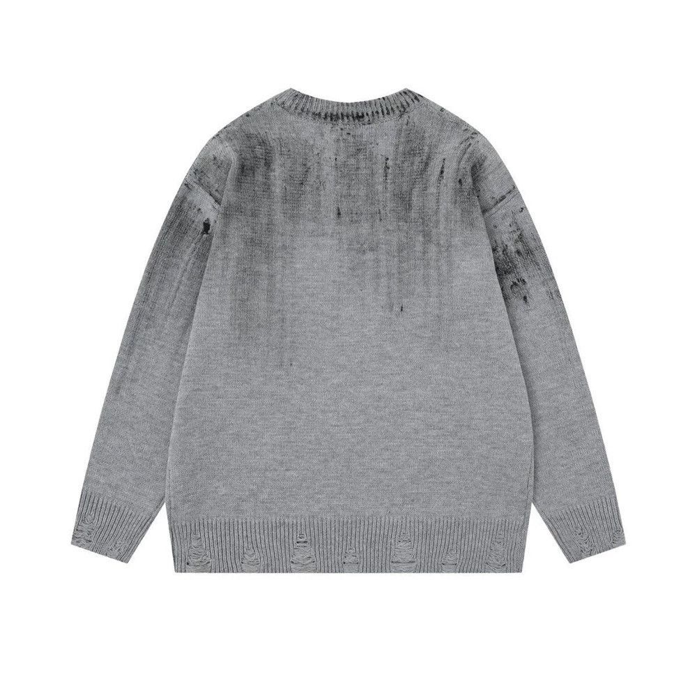 Vintage Men's loose casual ripped ink lettering crew neck sweater Size US M / EU 48-50 / 2 - 2 Thumbnail