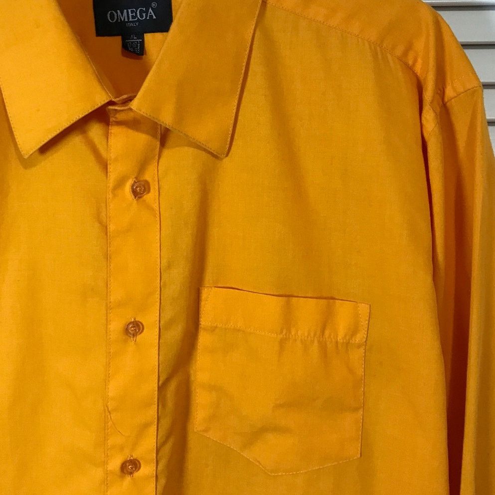 Omega Omega Italy Orange Collared Long Sleeve Mens XL 17-17 ½ Size US XL / EU 56 / 4 - 5 Thumbnail