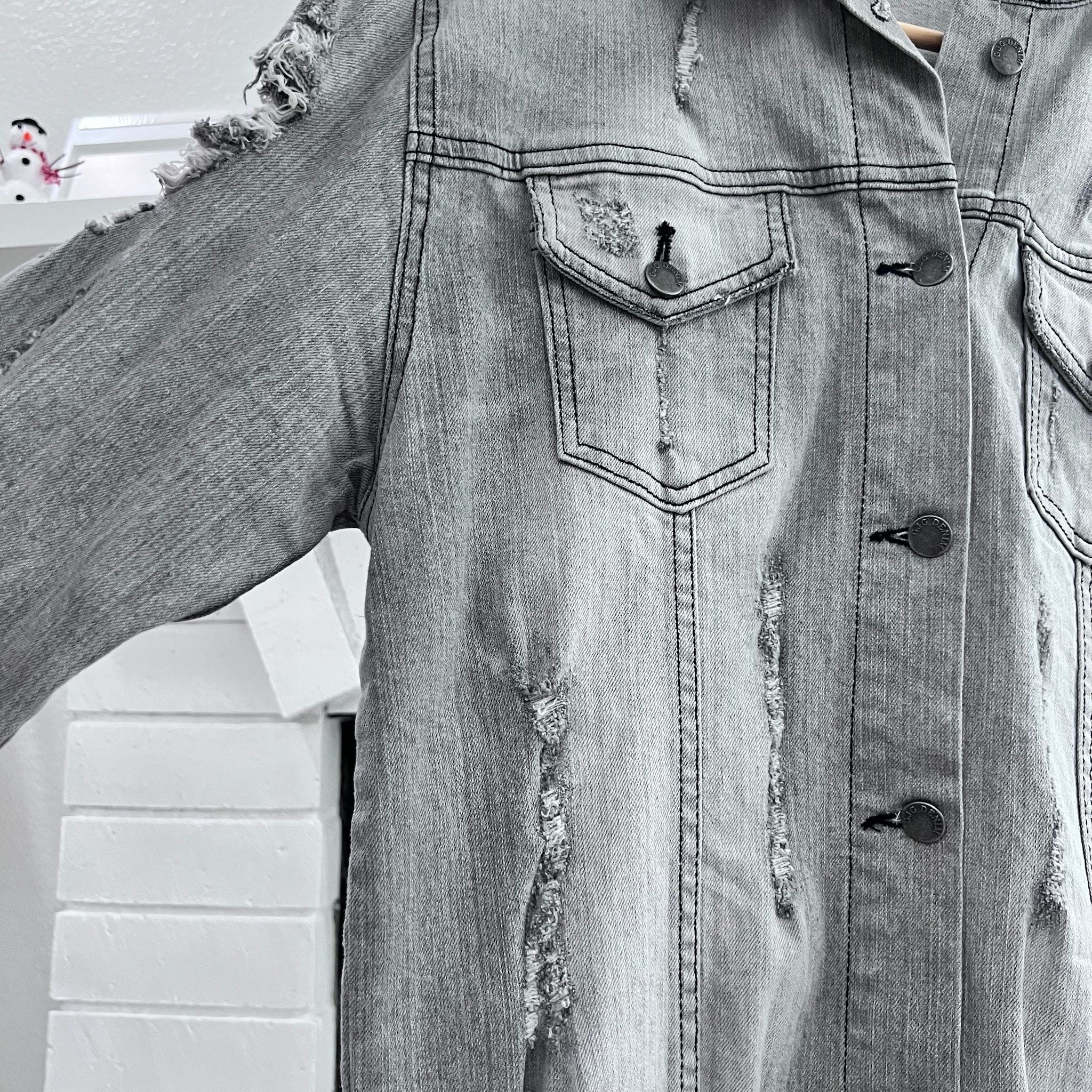 Other Wake Pray Slay Gradient Gray Distressed Denim Jacket Size US S / EU 44-46 / 1 - 2 Thumbnail