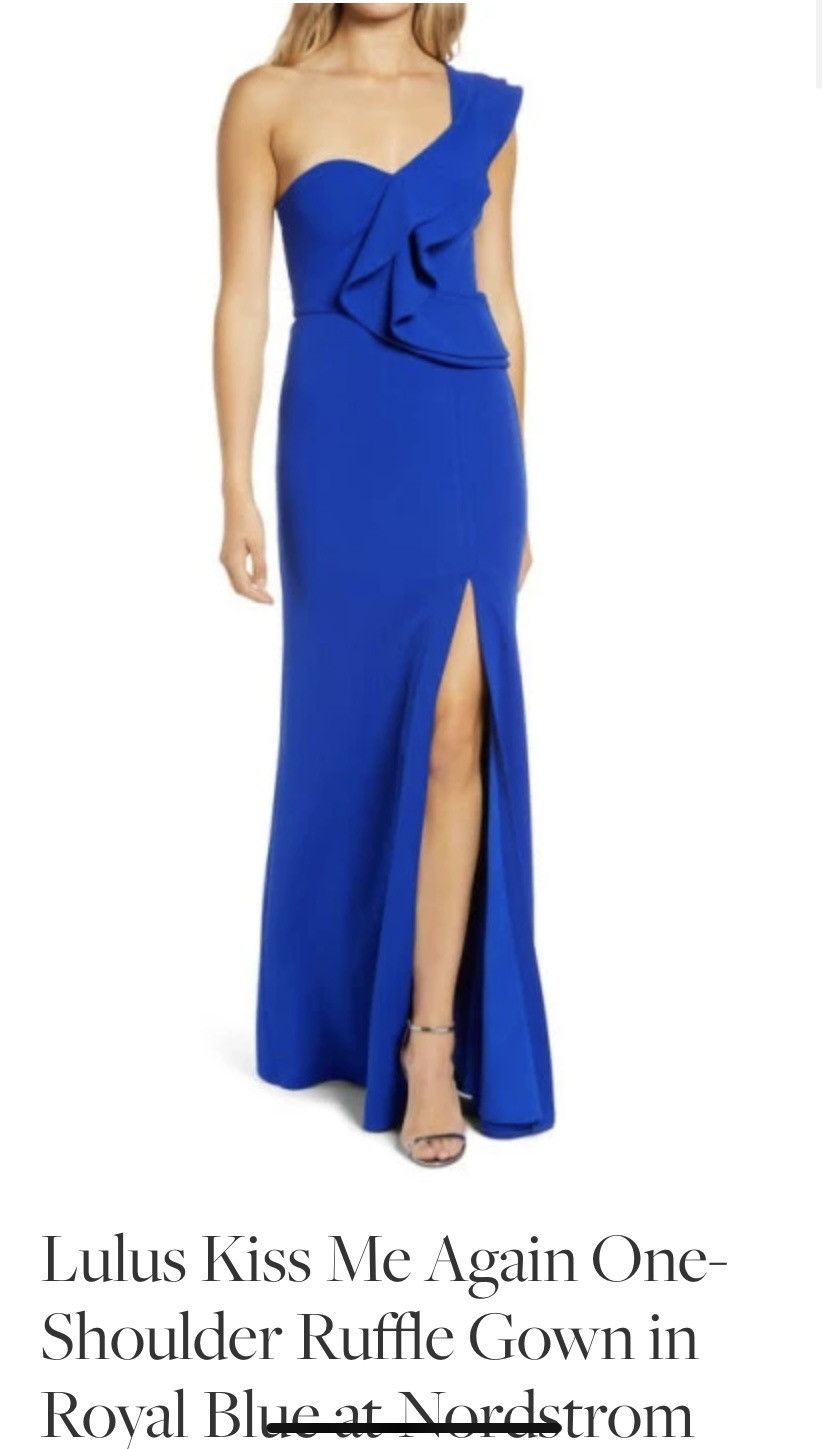Lulus Stunning Sapphire One-Shoulder Gown –A Main Character Moment Size S / US 4 / IT 40 - 1 Thumbnail