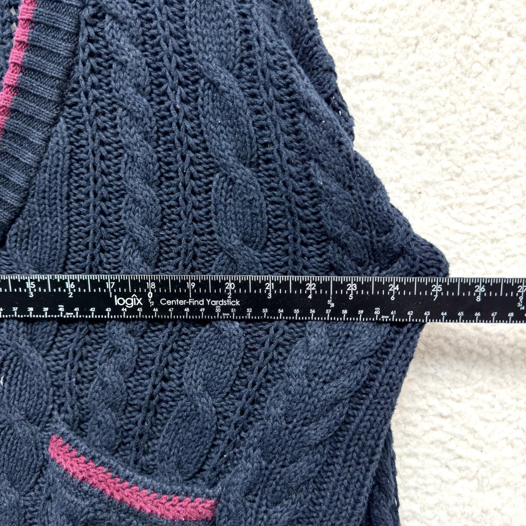 Sears VINTAGE 90s Cardigan Sweater Large Womens Navy Blue Chunky Cable Knit Academia Sears Size L / US 10 / IT 46 - 5 Thumbnail