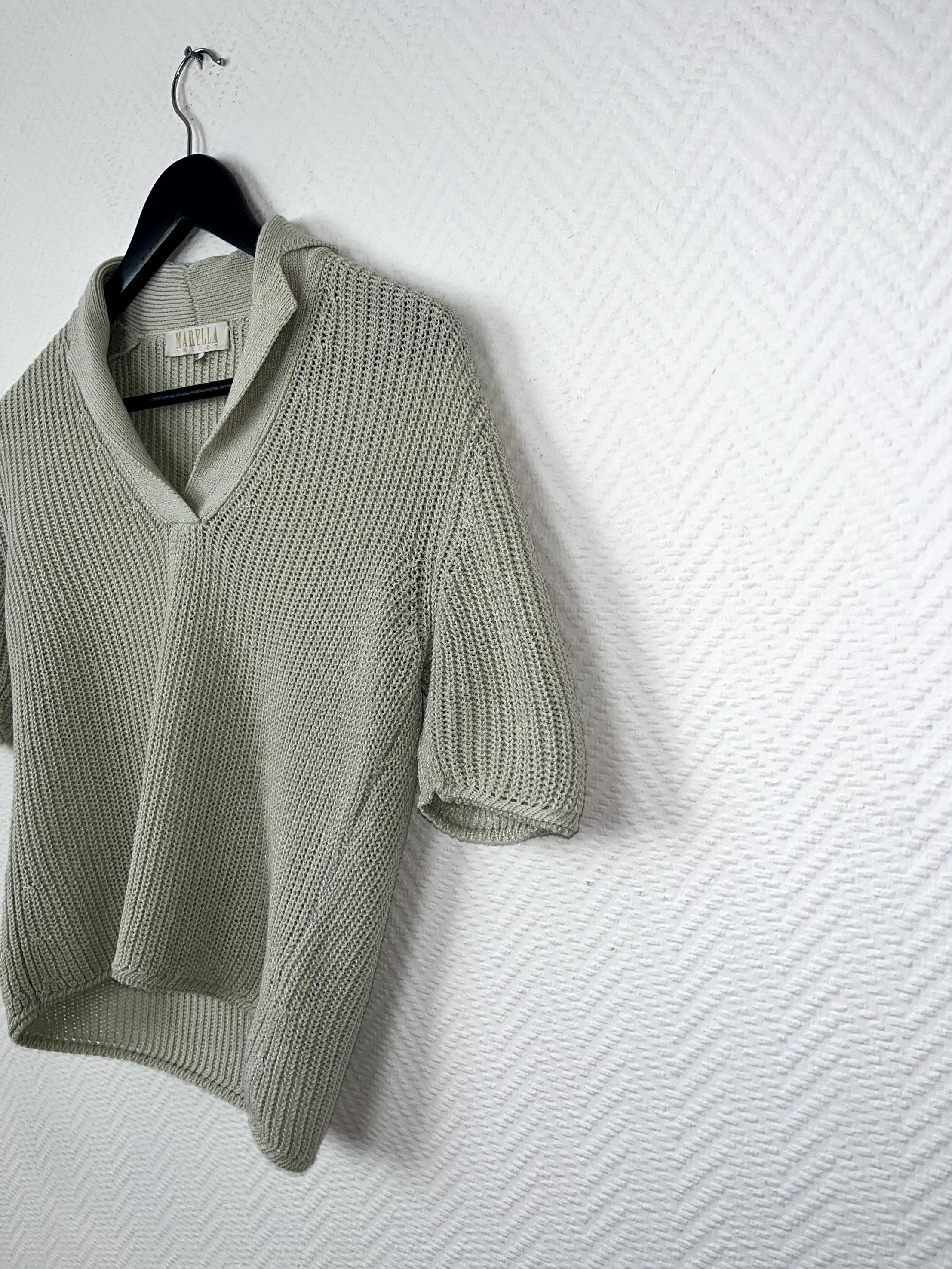 Marella Marella Tricot Knit Polo Top Gray T-Shirt V Neck Size S Size S / US 4 / IT 40 - 9 Thumbnail